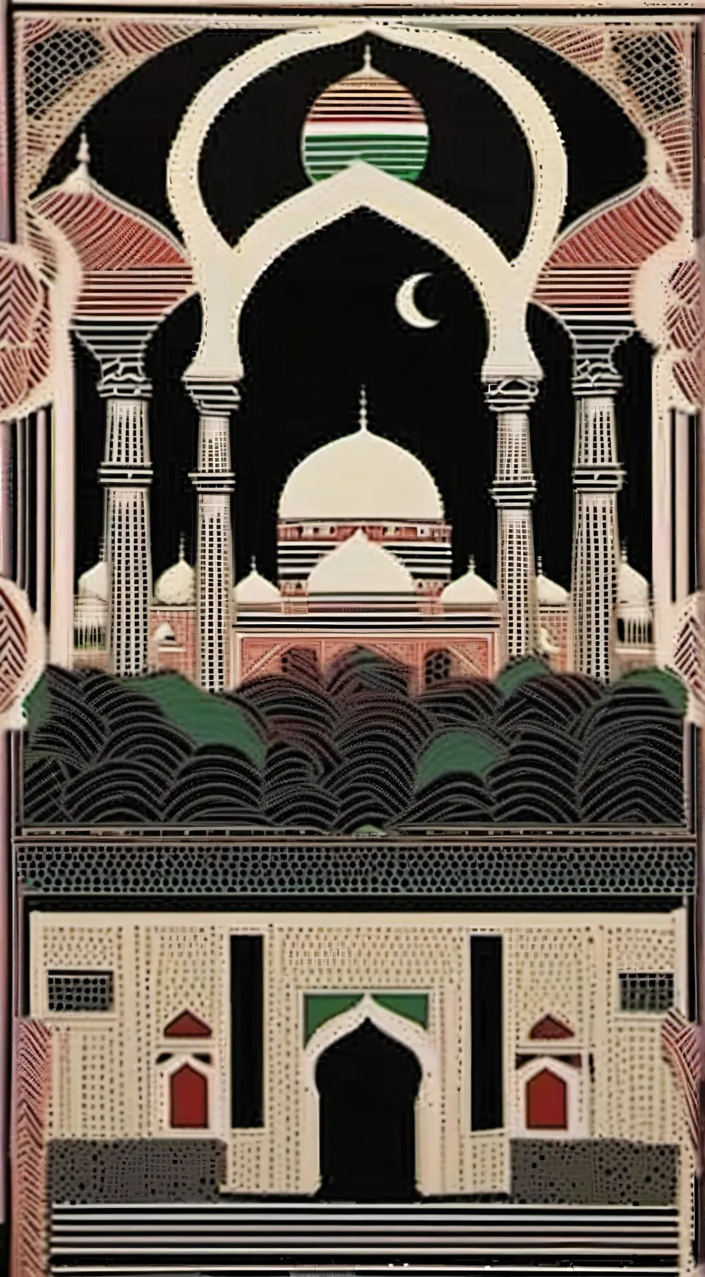 ai character: Palestine masjid background