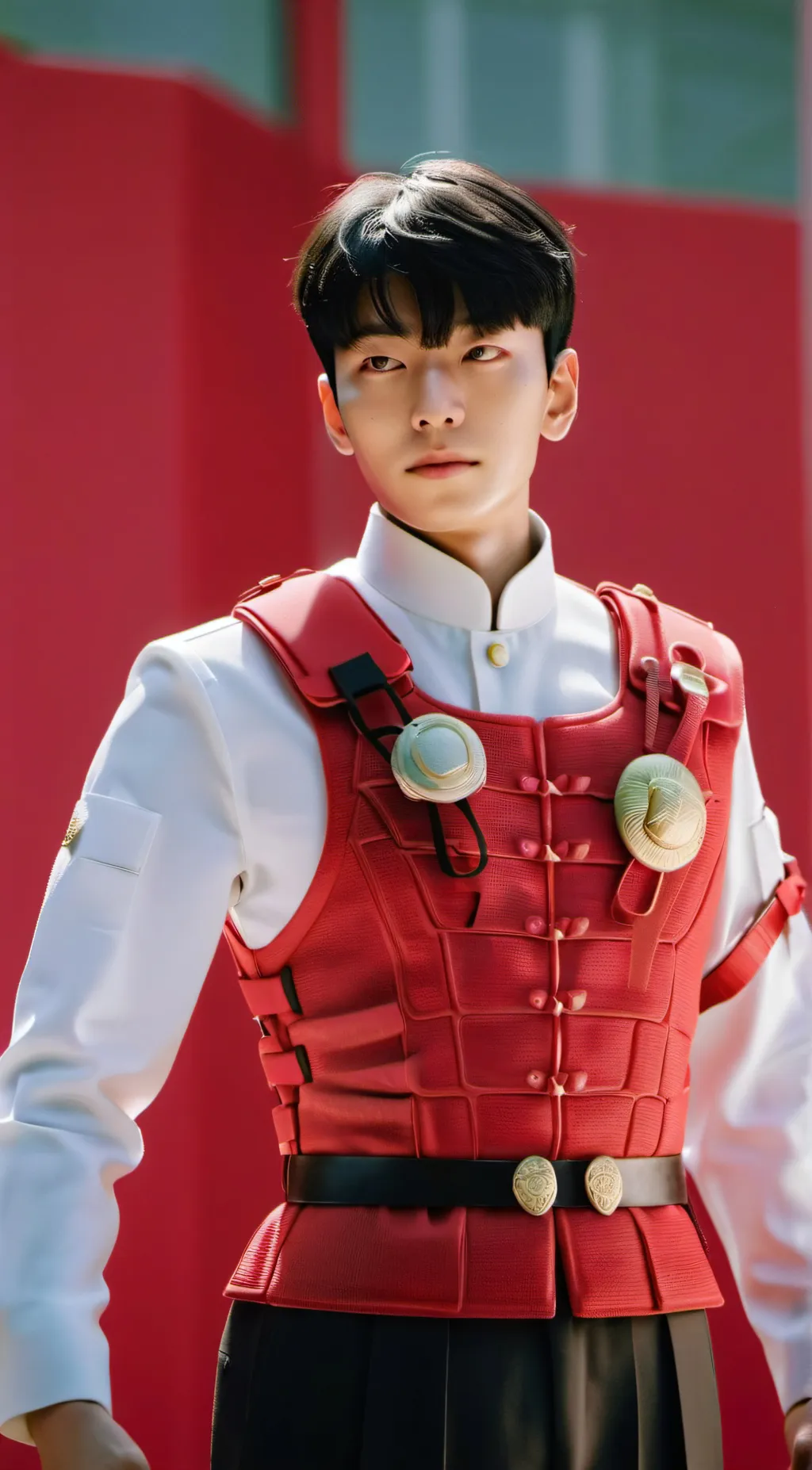 ai character: Squid game gaurd  background