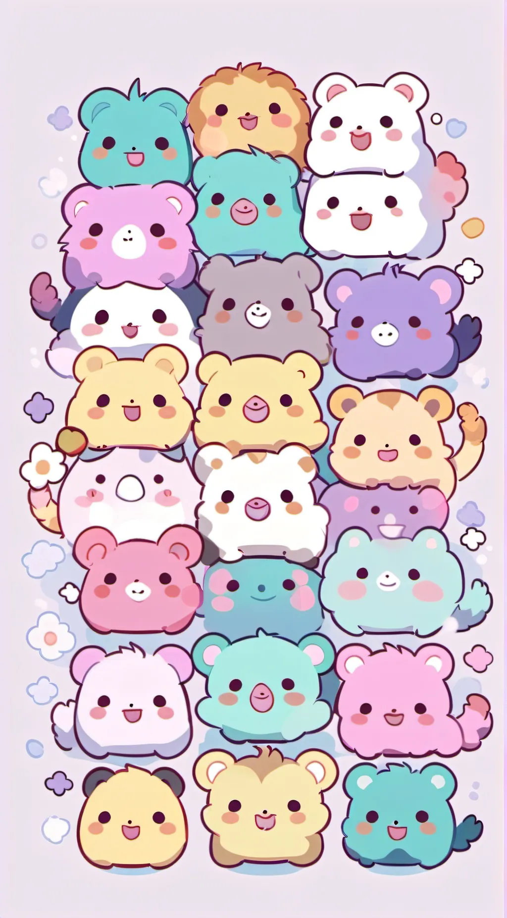 ai character: smiling critters:3 background
