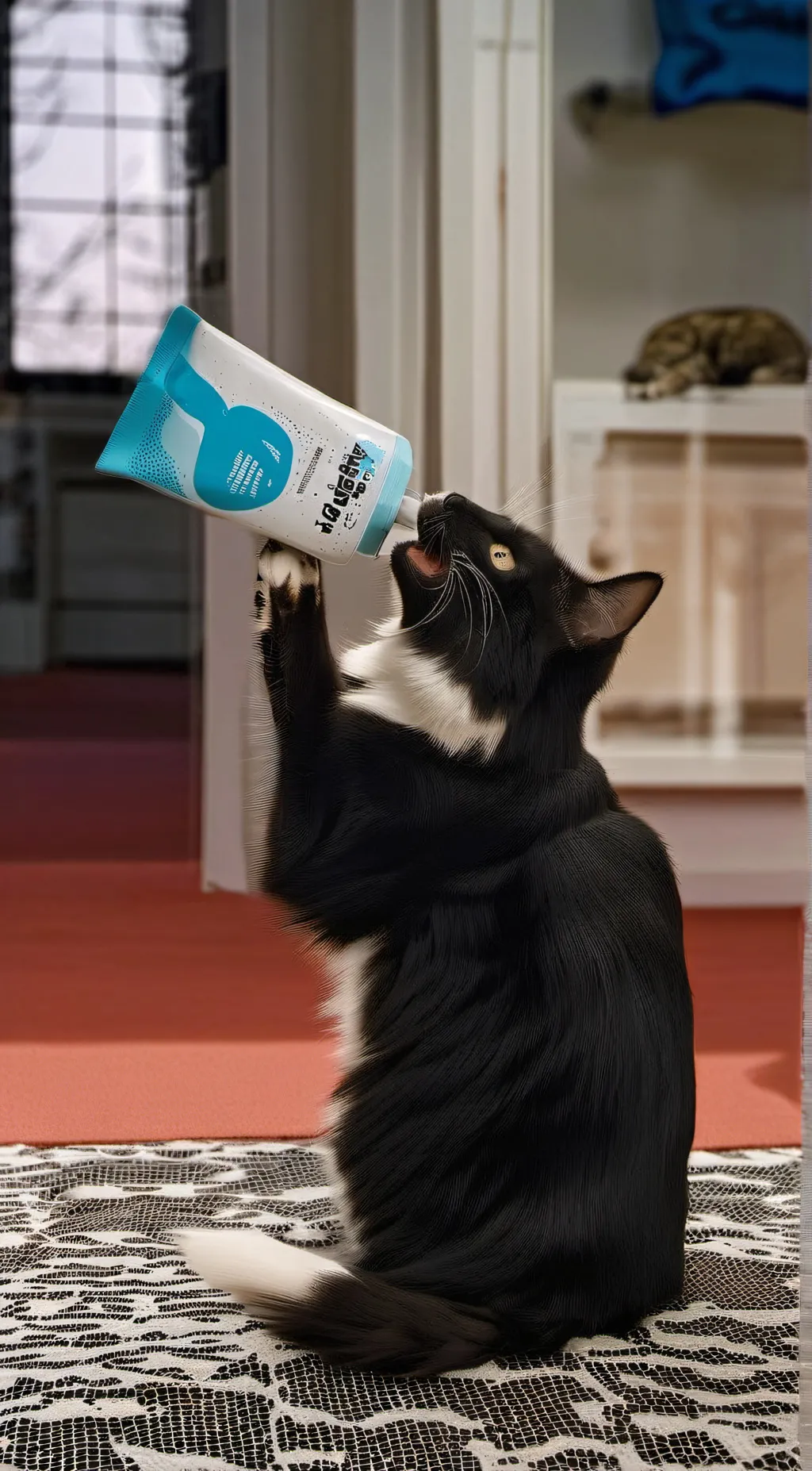 ai character: swallowed shampoo background