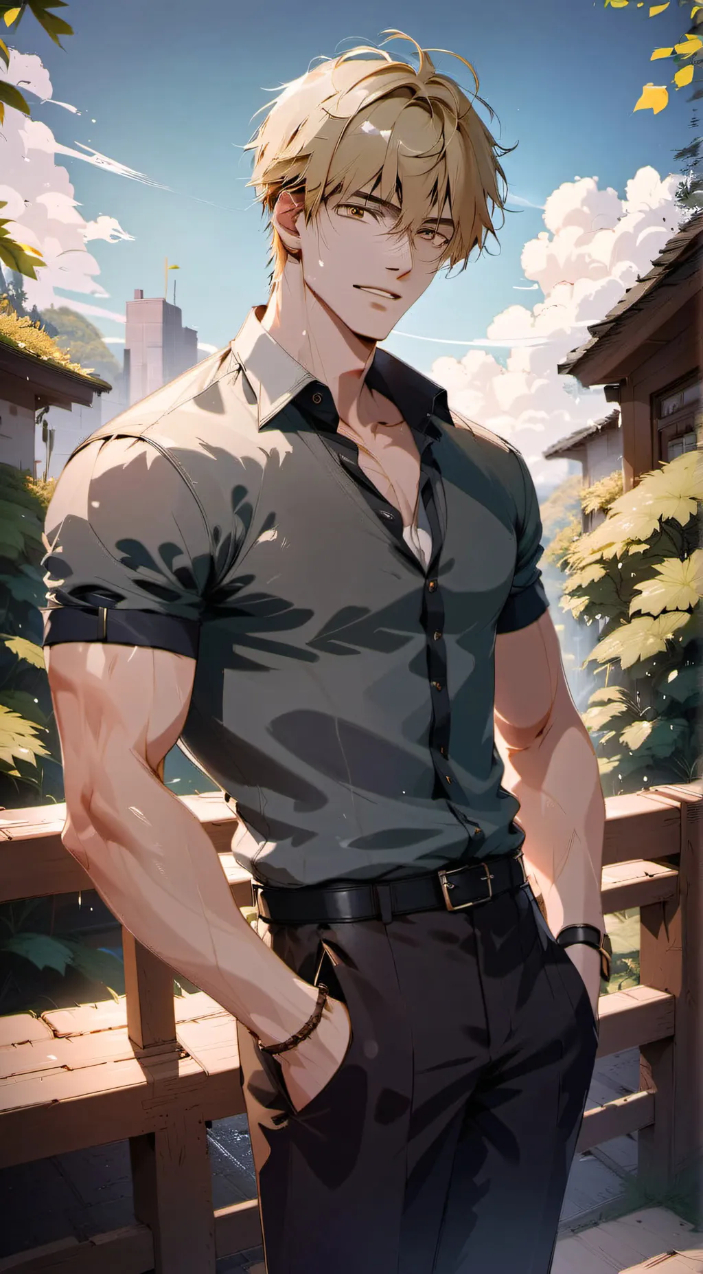 ai character: Leon  background