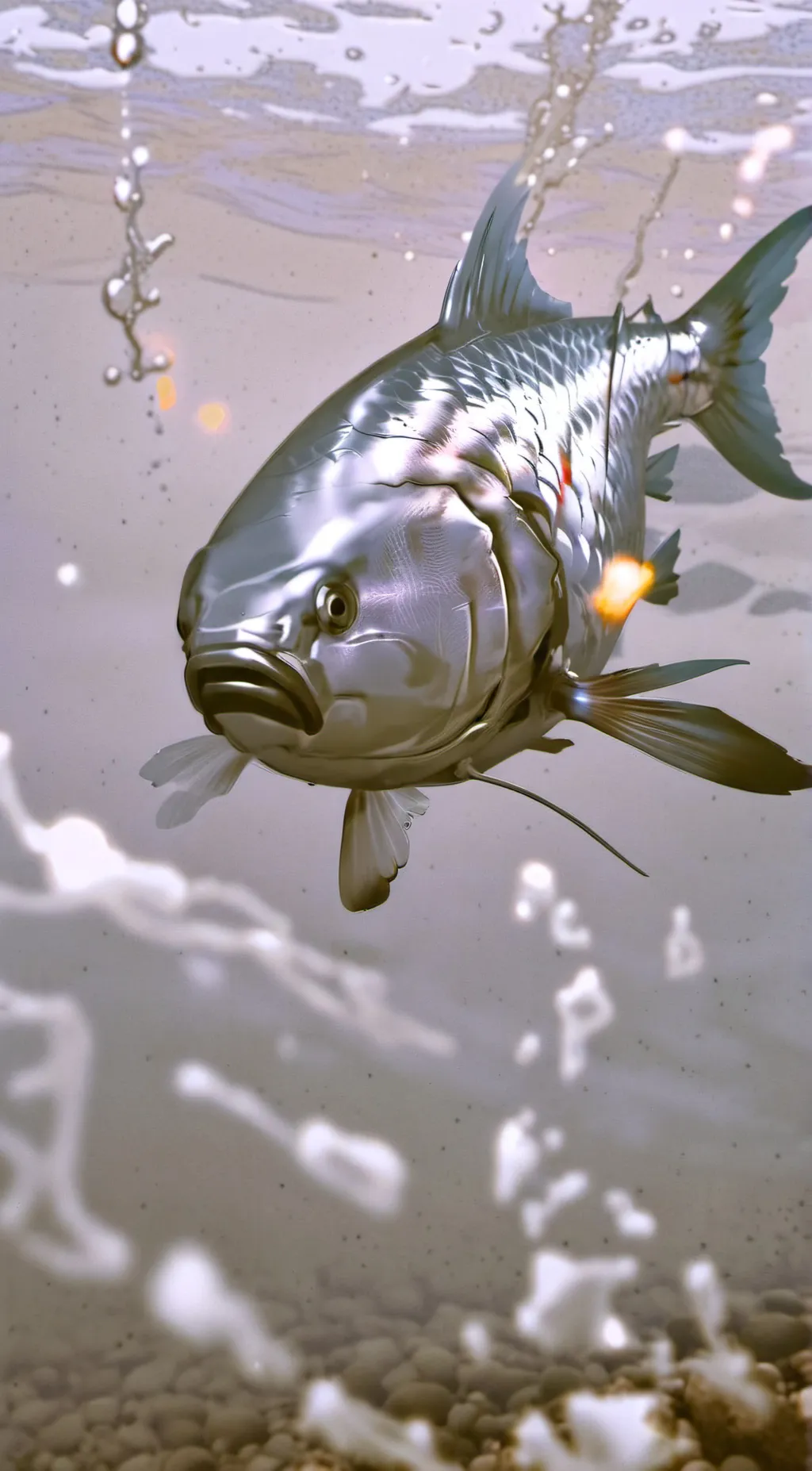 ai character: body my dead fish  background