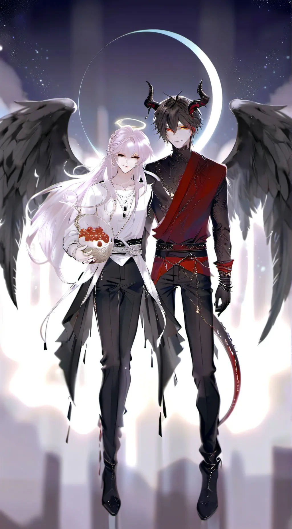 ai character: Lucifer & Michael  background