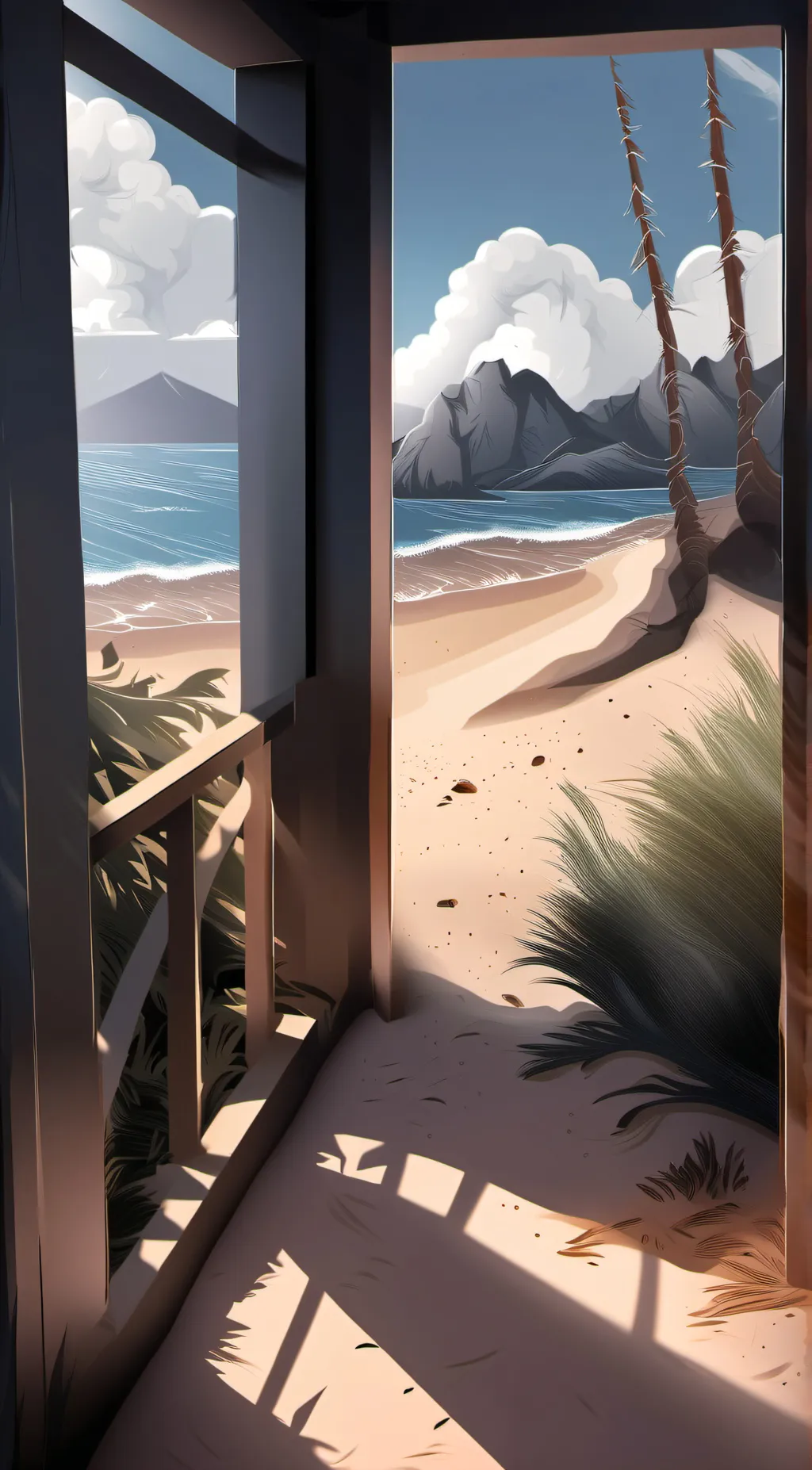 ai character: the beach background