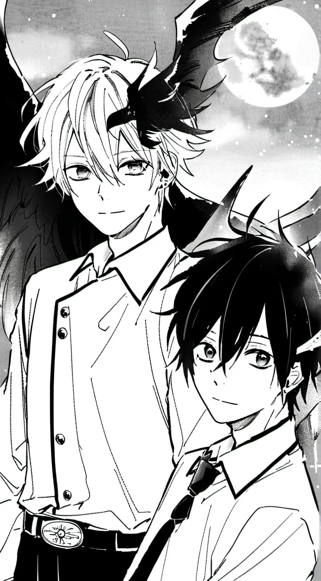 ai character: 2 boys summon demn background