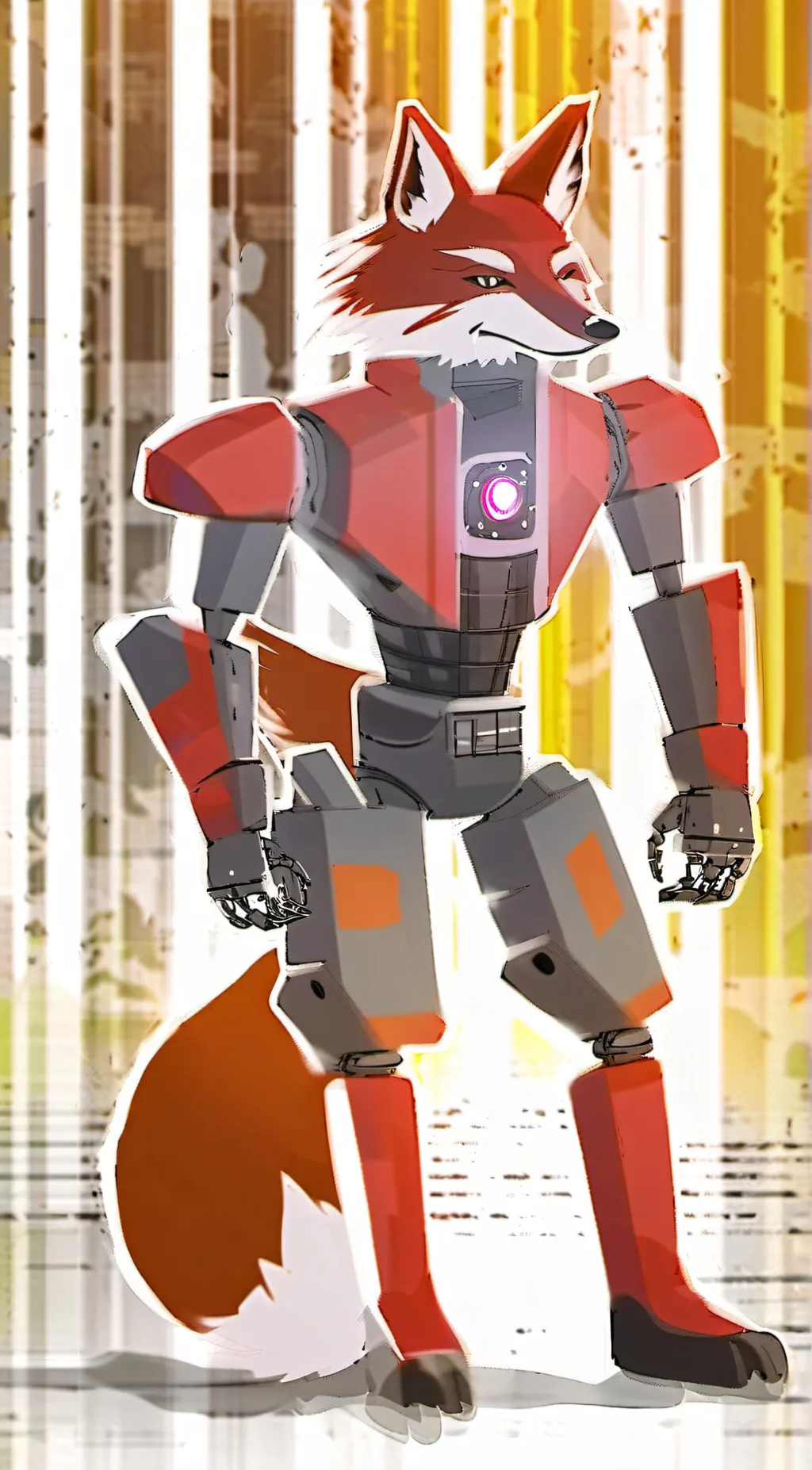 ai character: Foxitron prime  background