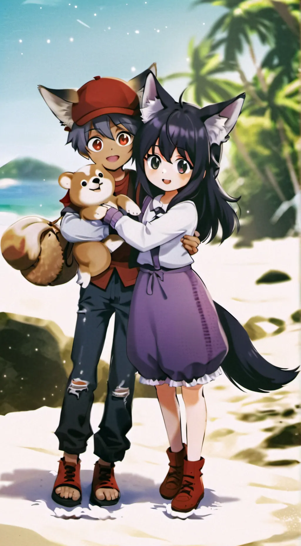 ai character: Aphmau and Aaron  background