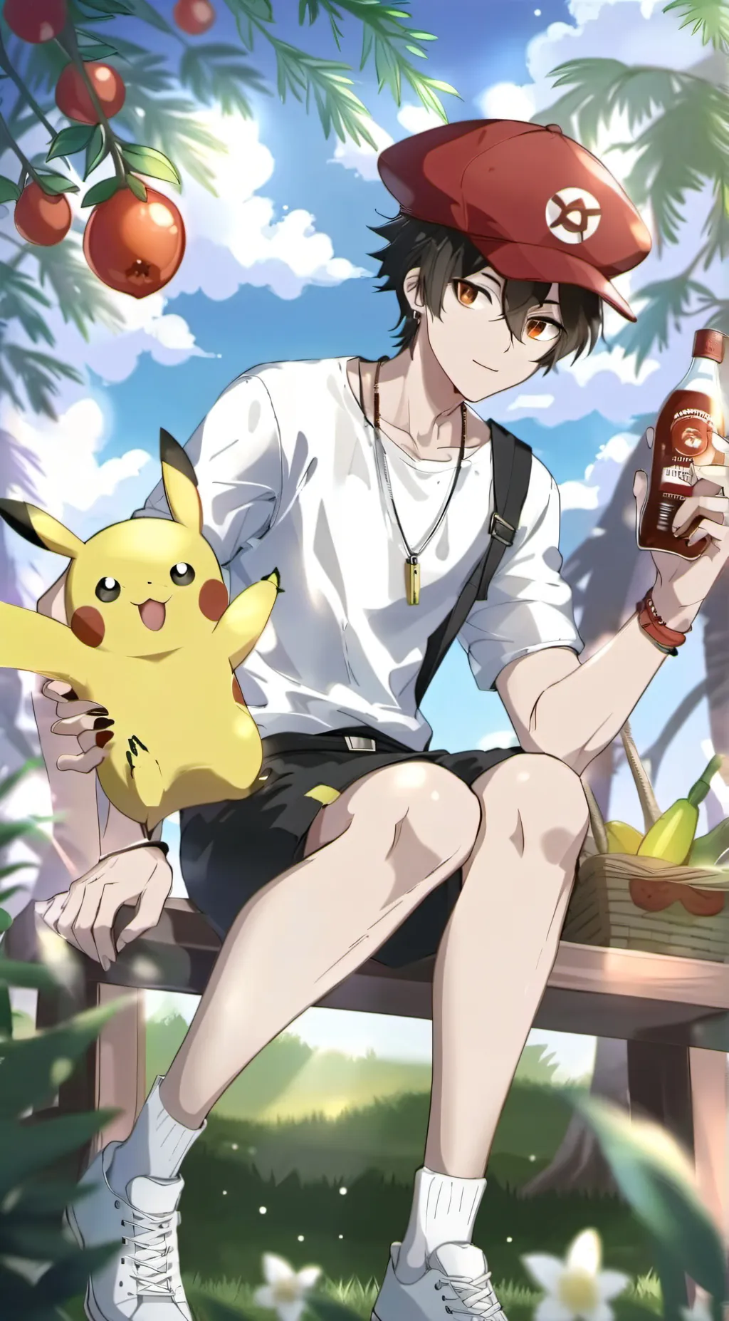 ai character: ash ketchup background