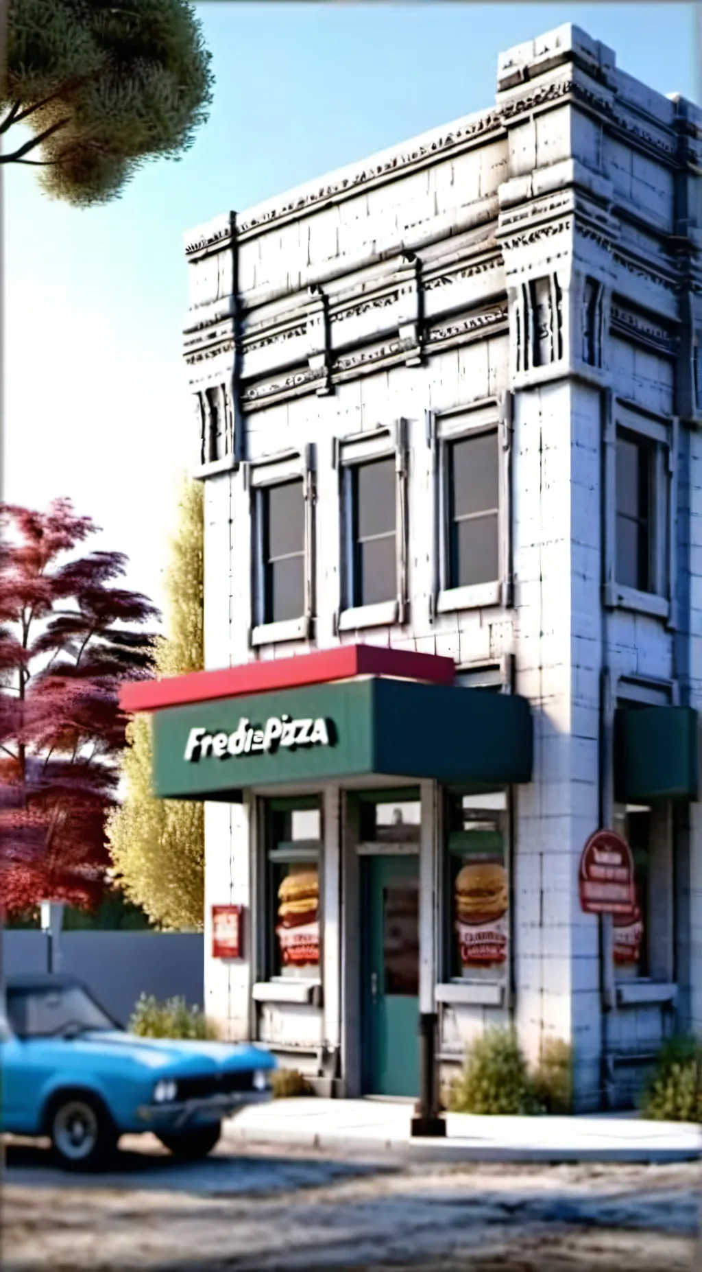 ai character: Freddie   pizza  background