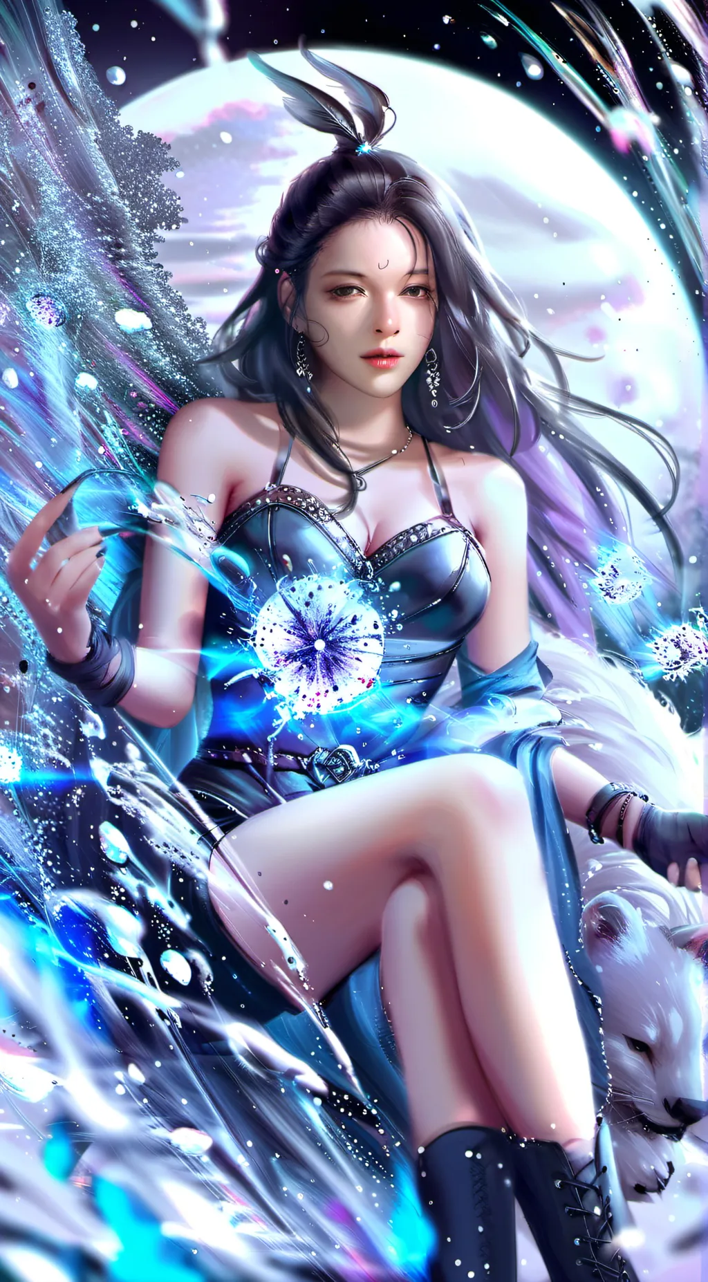 ai character: water goddess  background
