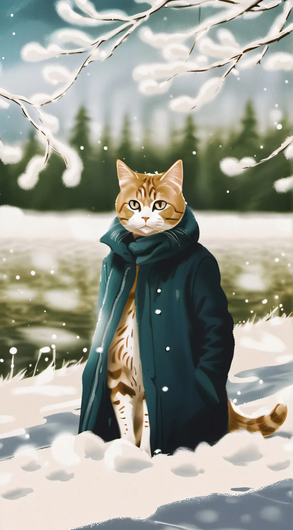 ai character: sad cat background