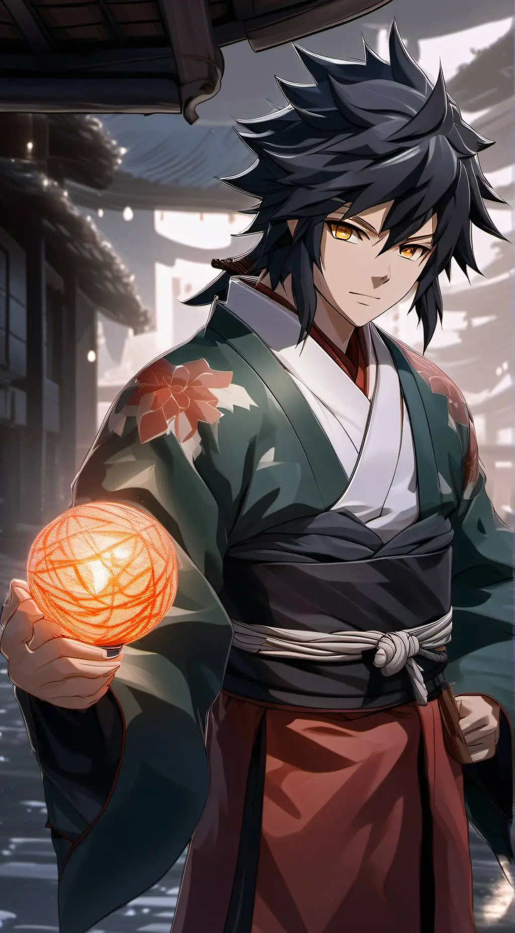 ai character: Giyu shows emotion background