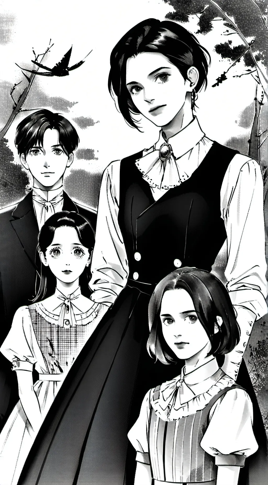 ai character: Miss Peregrine  background