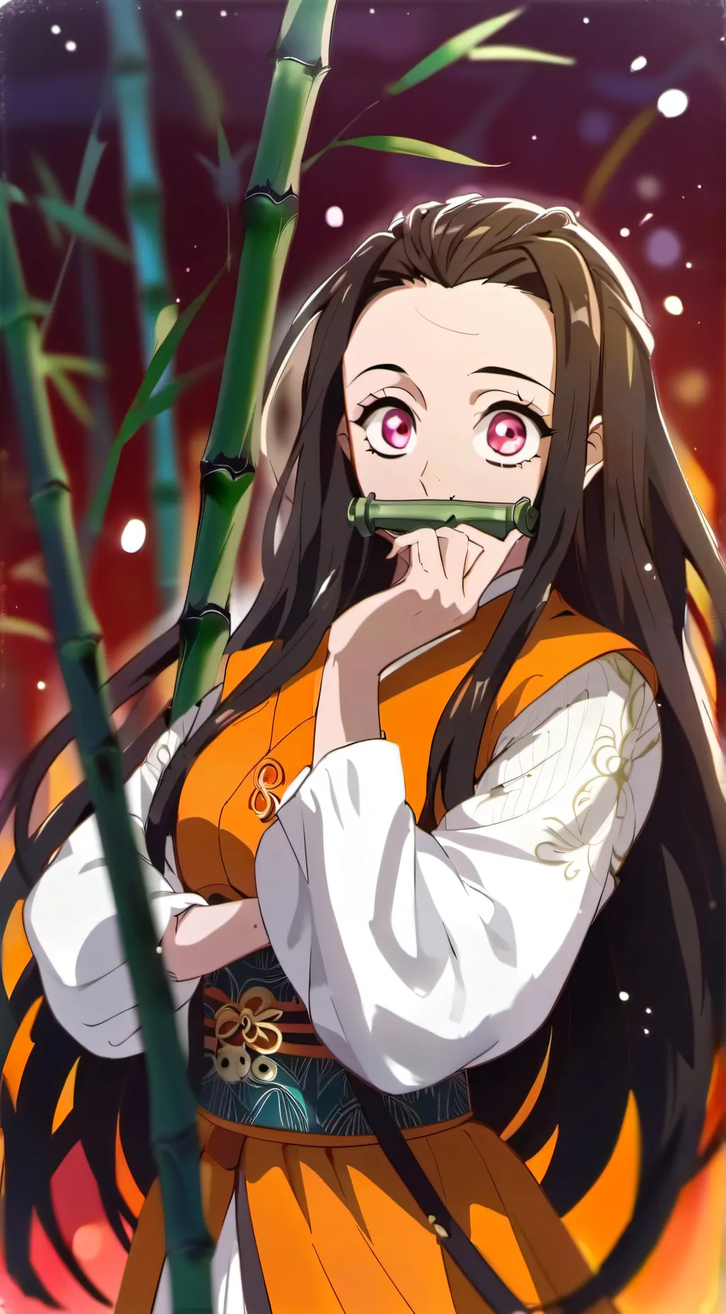 ai character: 🎍🩷°•𝙉𝙀𝙕𝙐𝙆𝙊•°🩷🎍 background