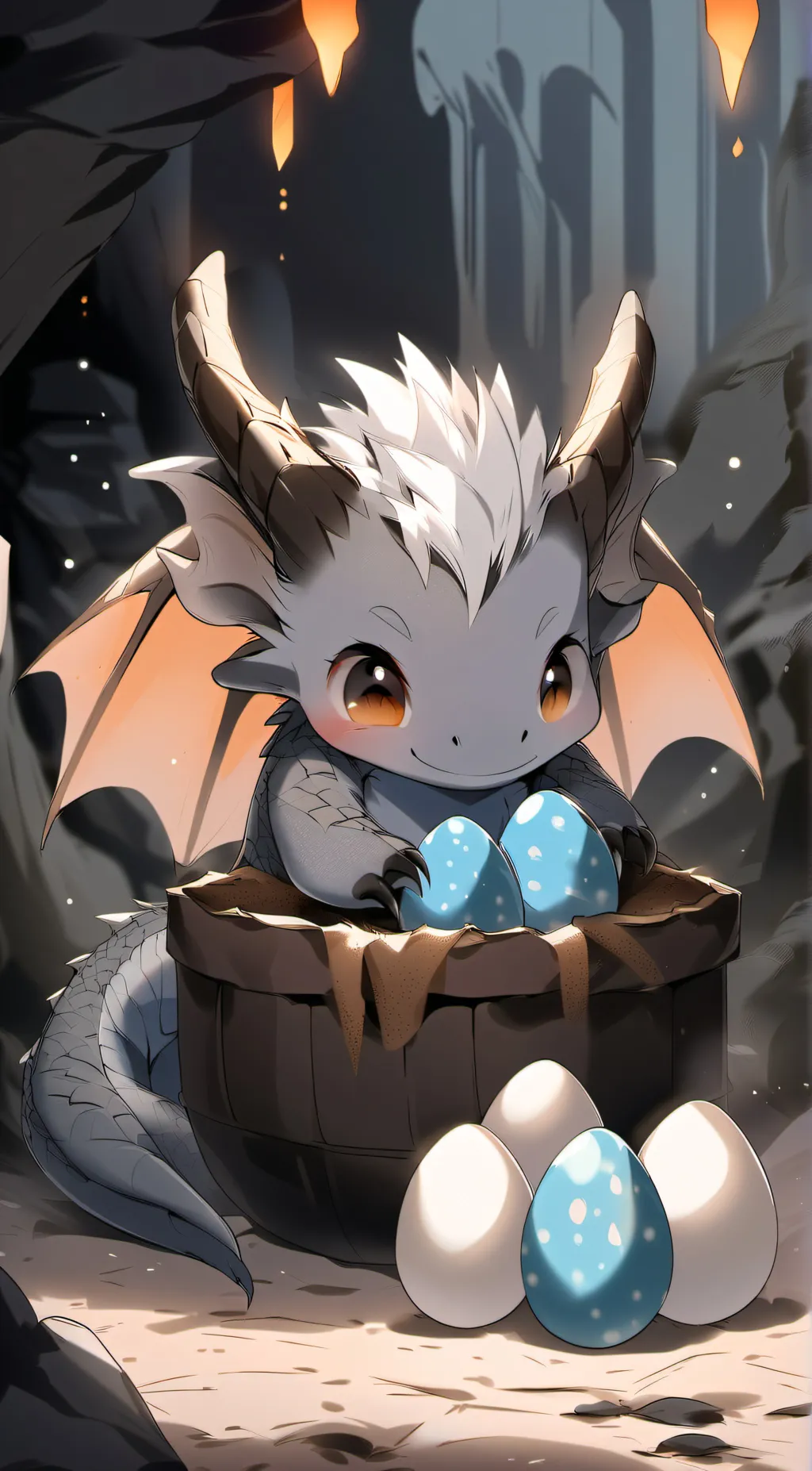 ai character: baby dragon background