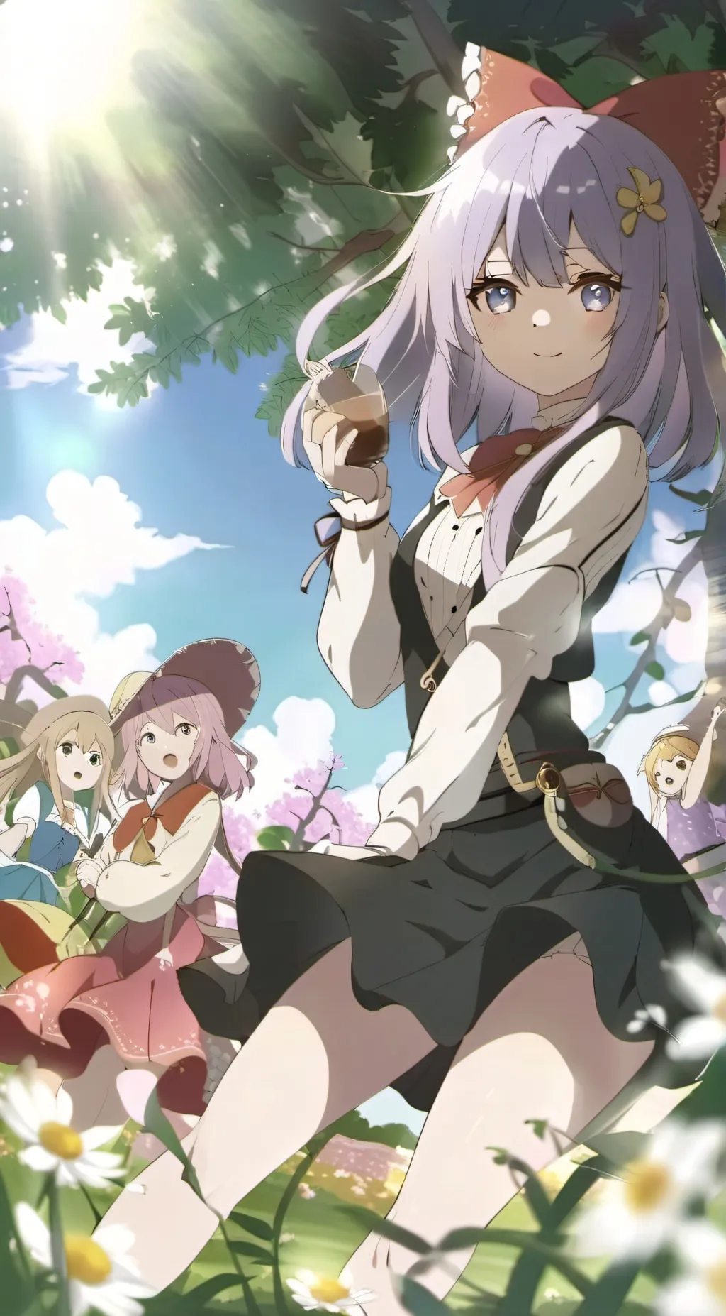 ai character: a group of girls  background