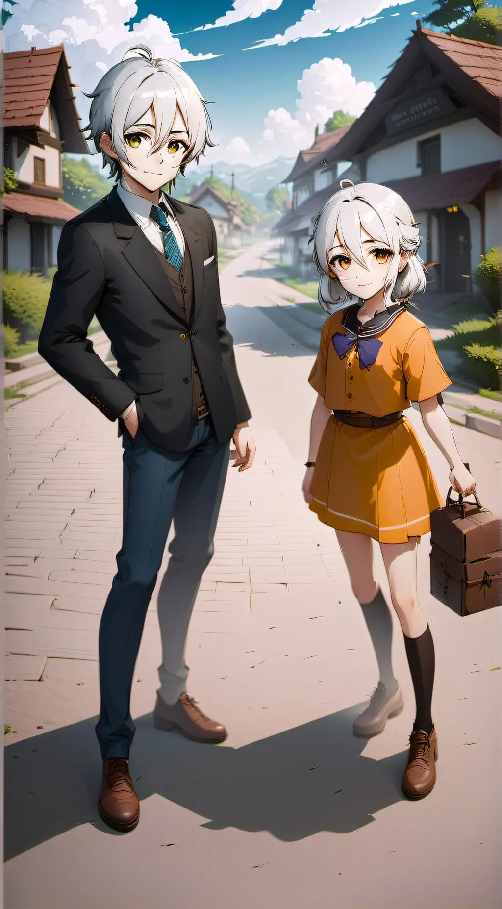 ai character: amelia and Aiden  background