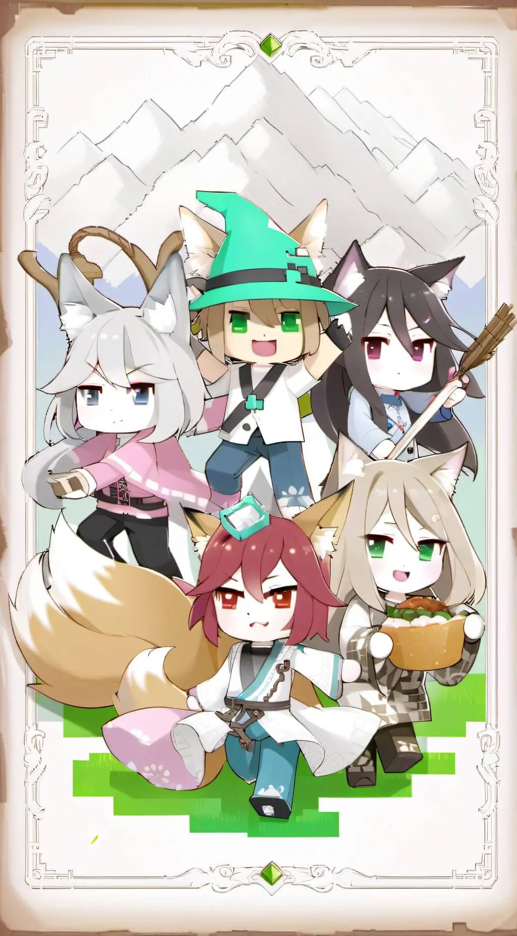 ai character: frens in Minecraft background