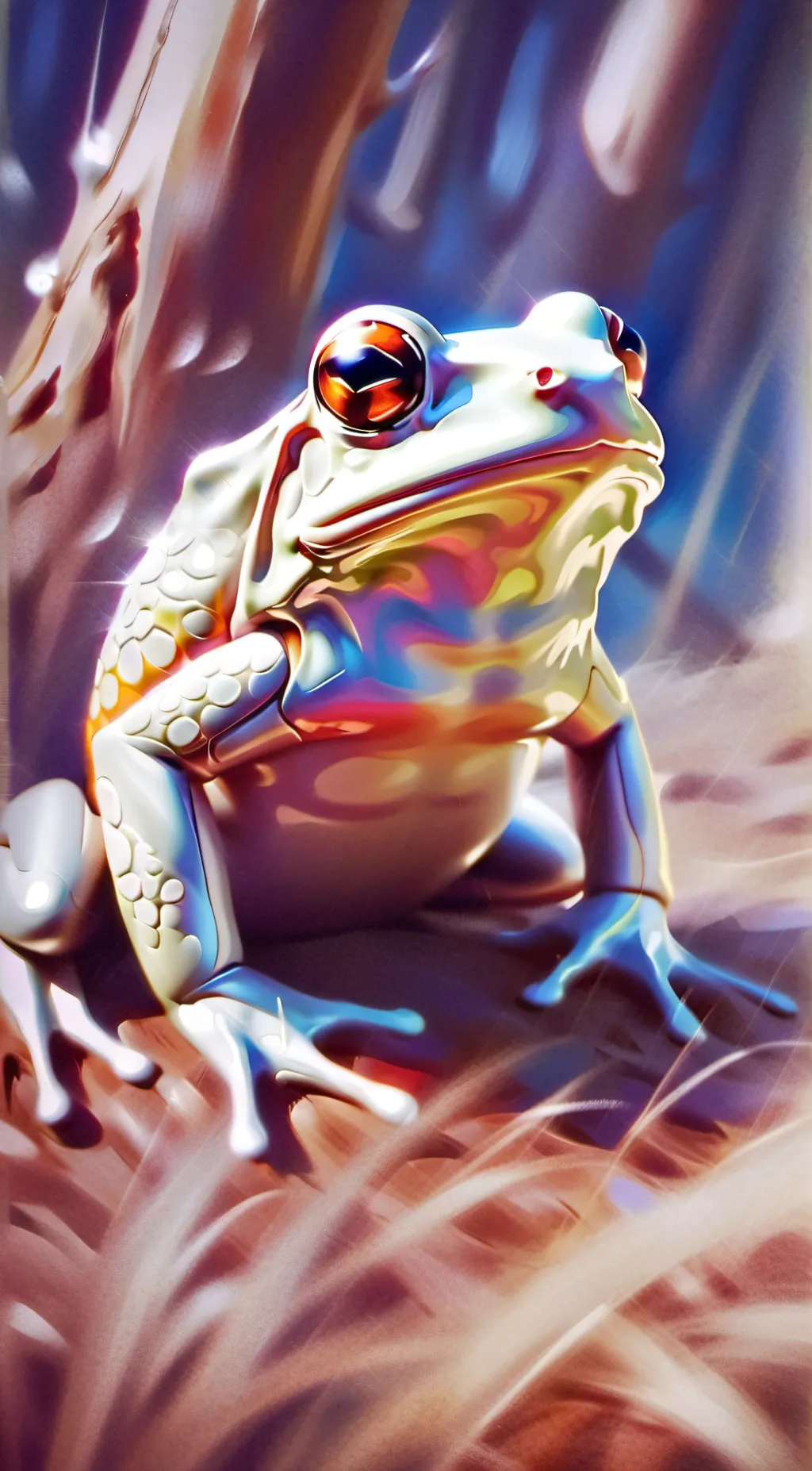 ai character: metallic frog background