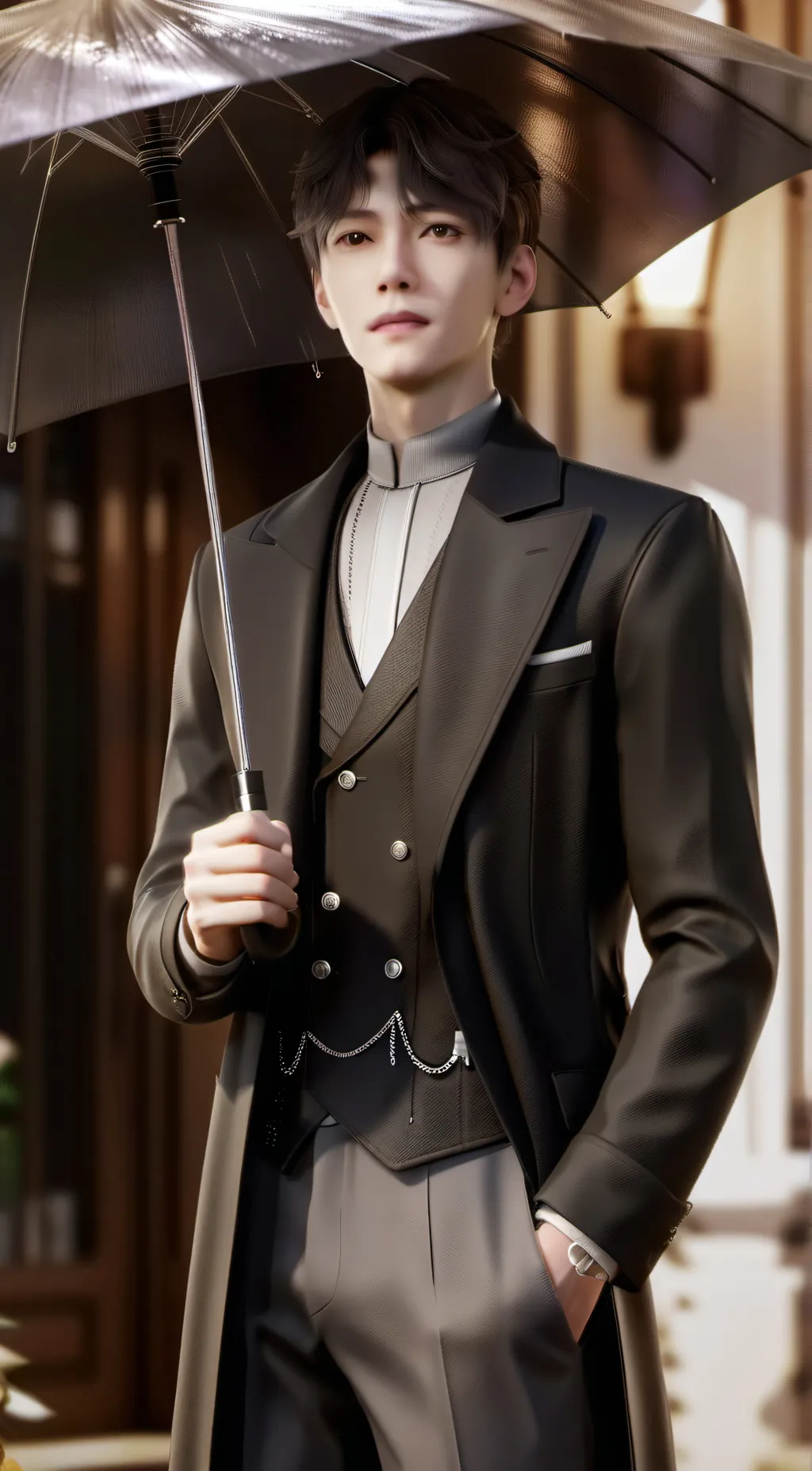 ai character:  story in the rain background