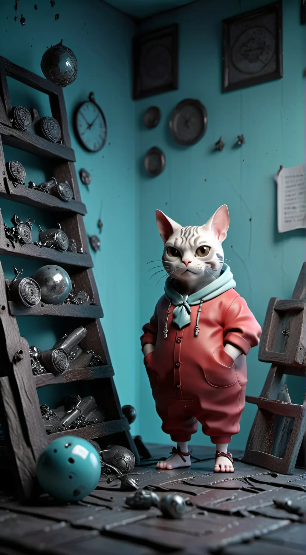 ai character: Hairless fat 🐱  background