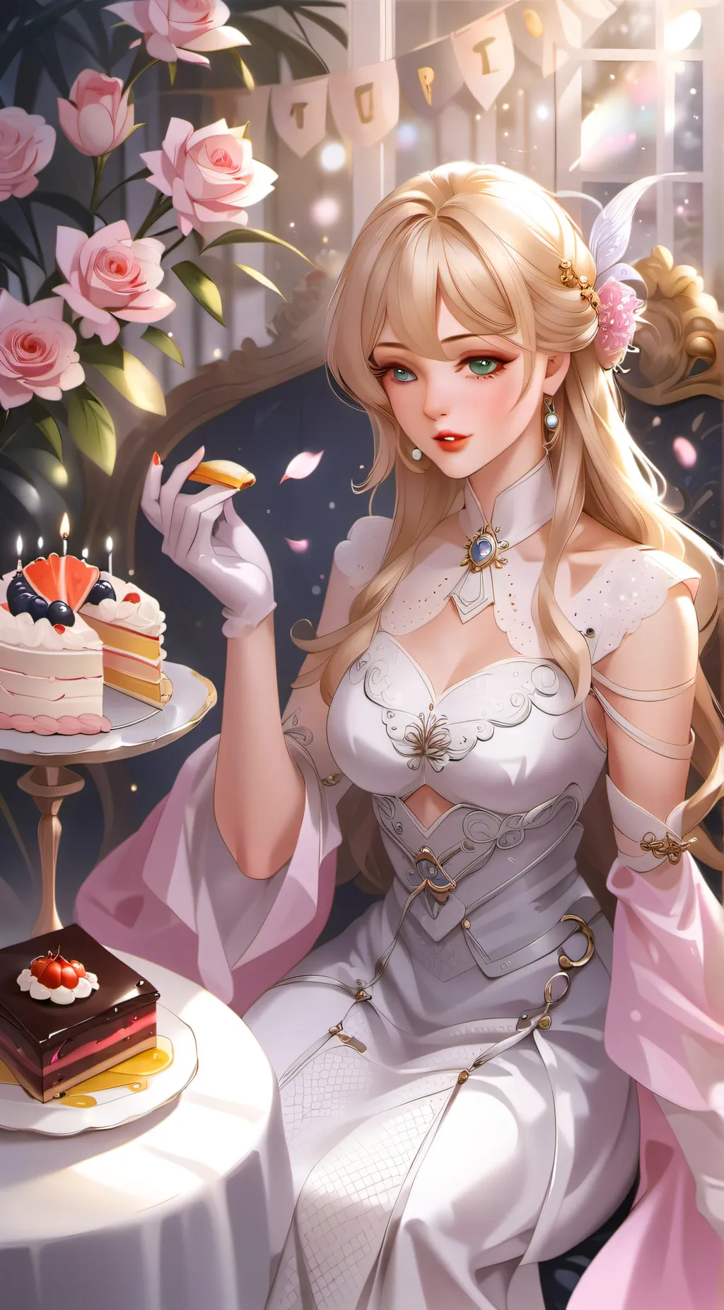 ai character: Tiana Lady of cake background