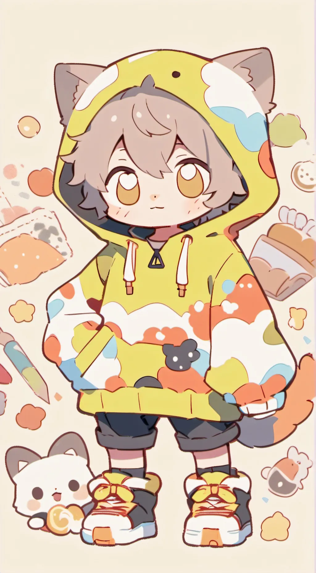 ai character: smol cat boy background