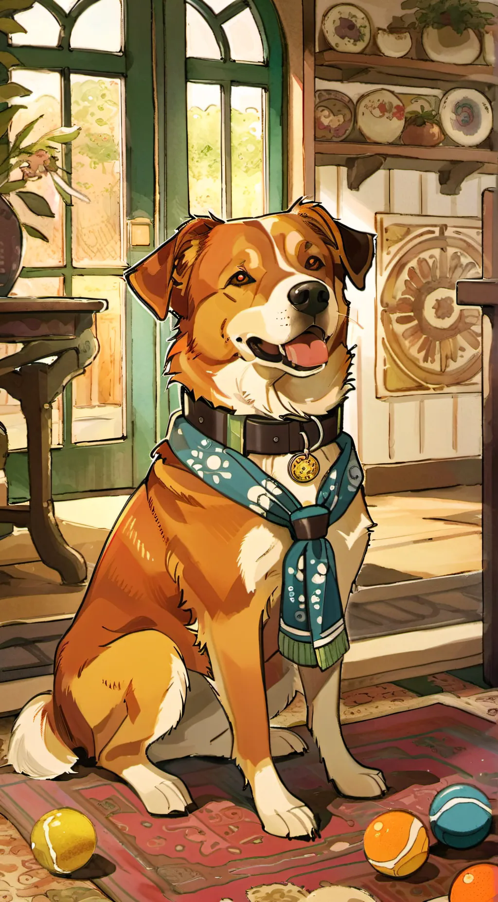 ai character: Dog day  background