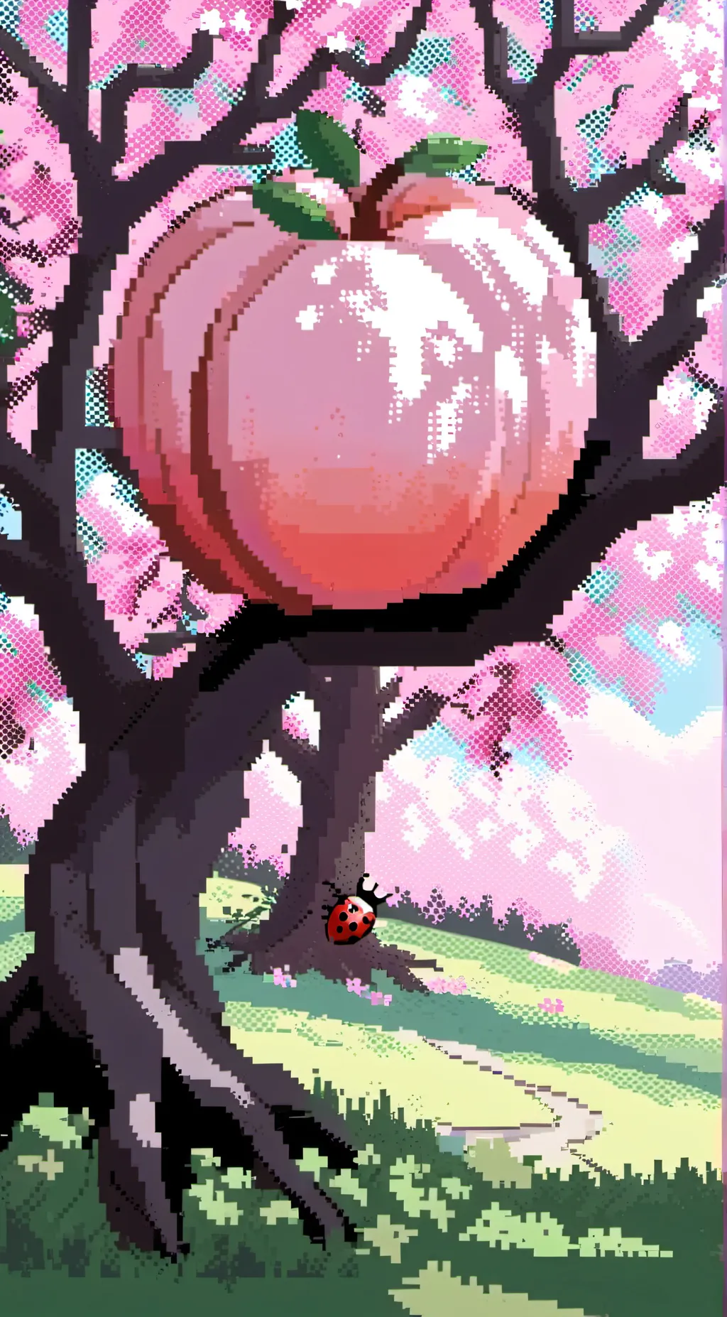 ai character: The giant peach background