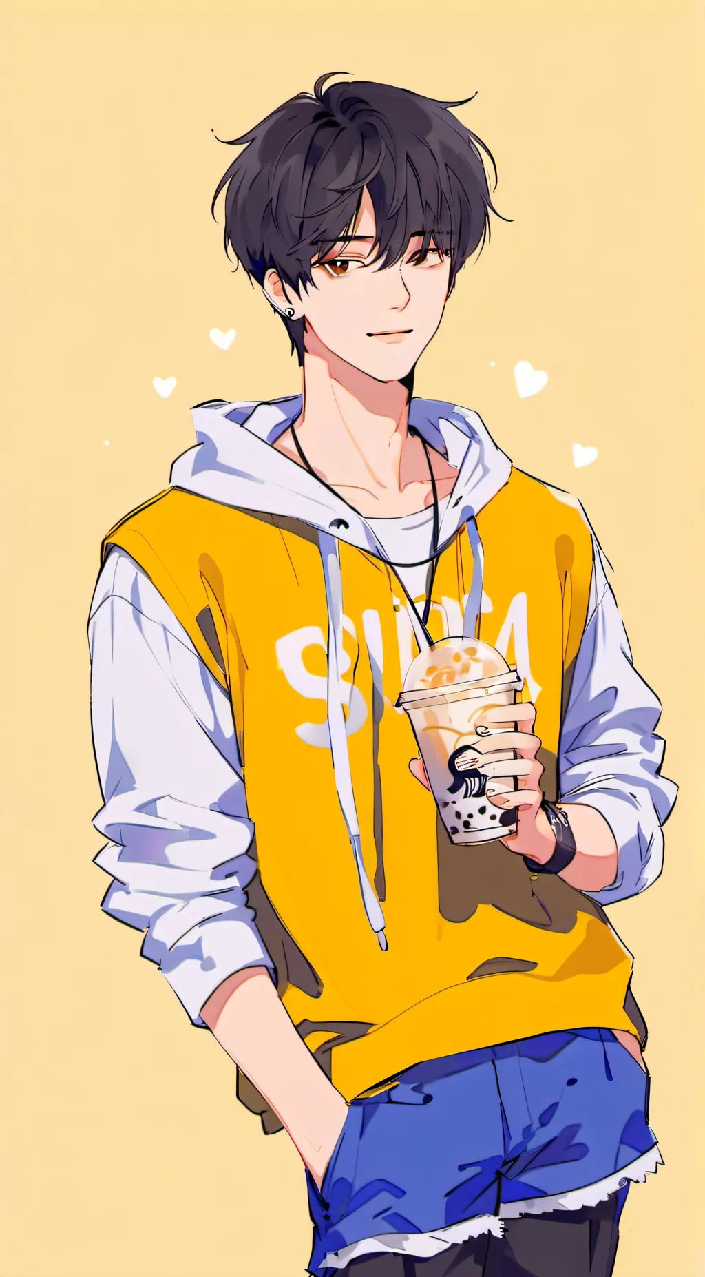 ai character: Neon background