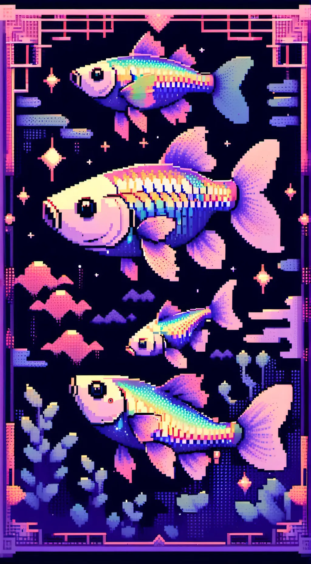 ai character: pixel guppy background