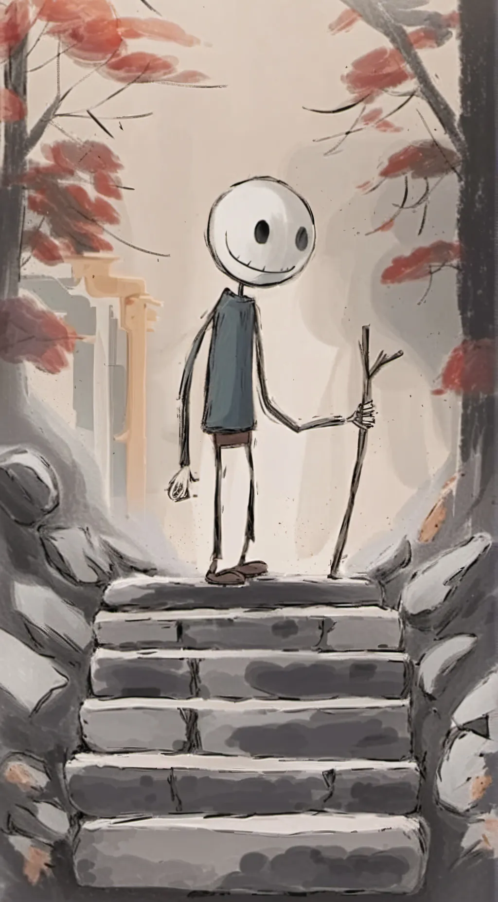 ai character: stairs meme background