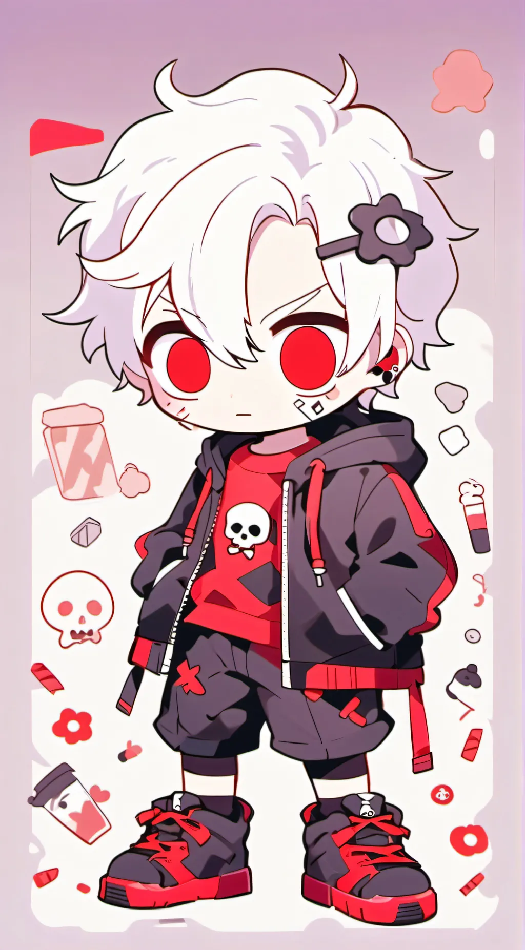 ai character: red sans background