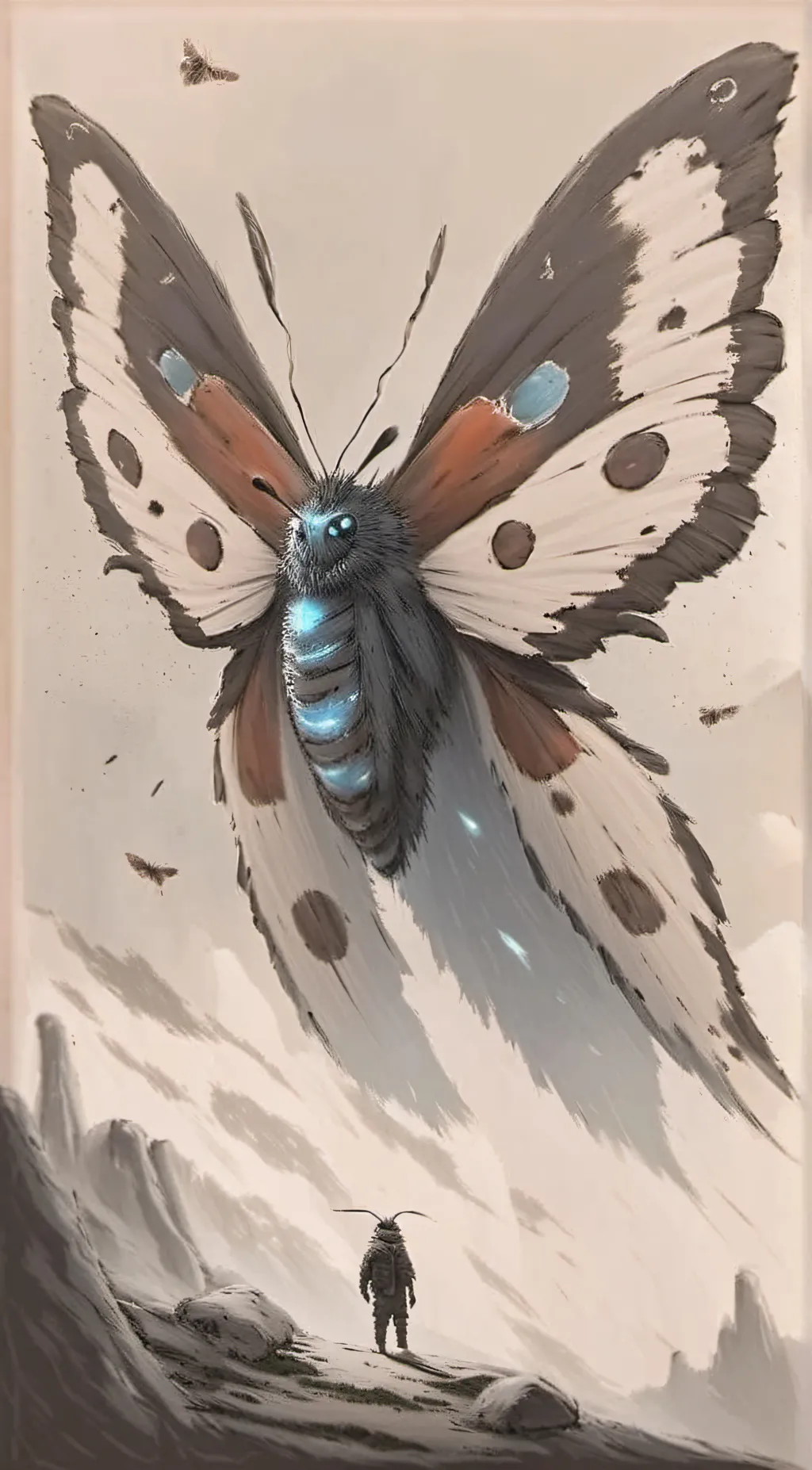 ai character: Mothra x Godzilla background