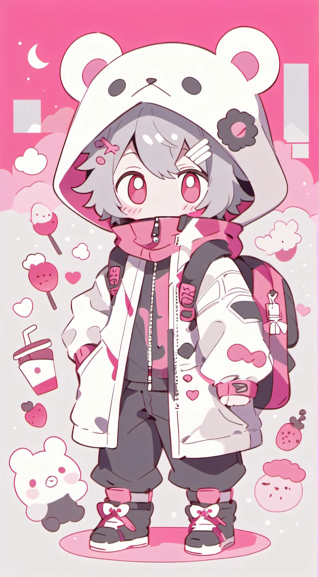 ai character: Little strawberry  background