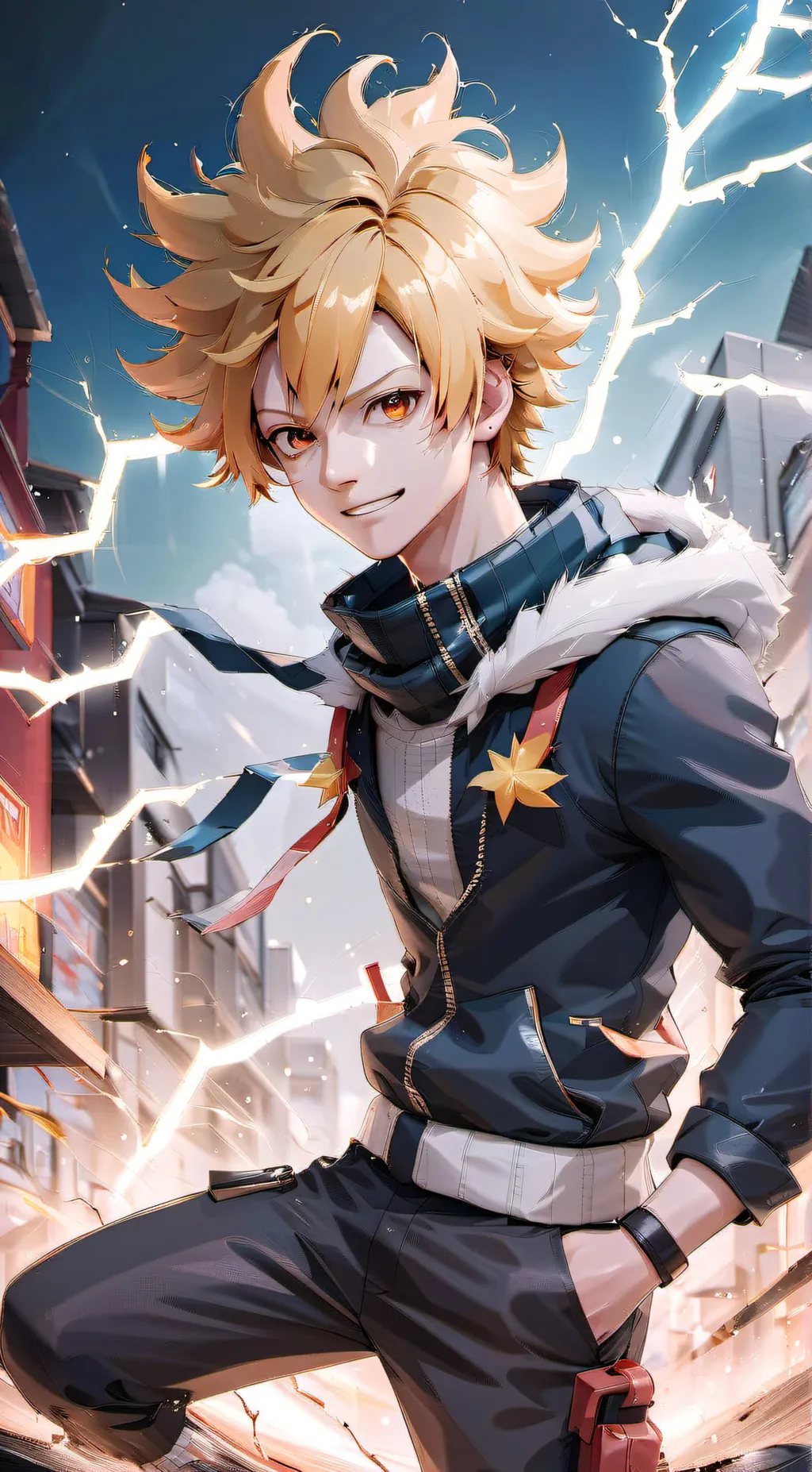 ai character: Denki kaminari  background