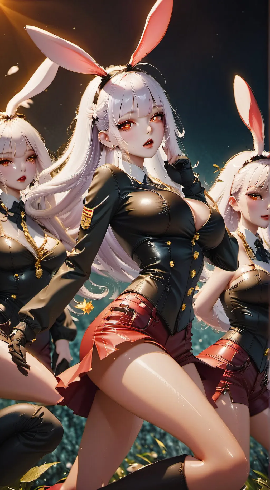 ai character: bunny girl army background