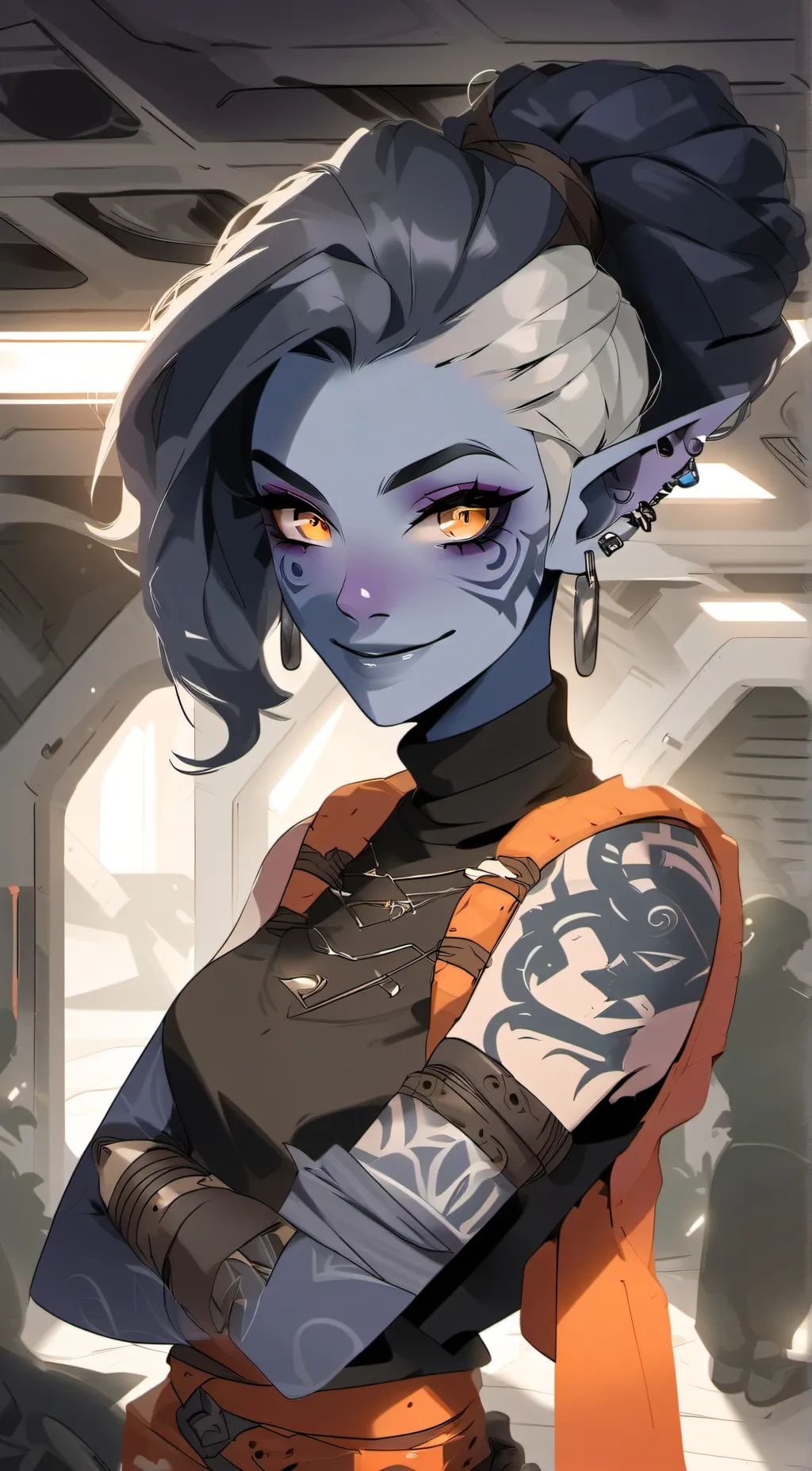 ai character: Shae Silver background