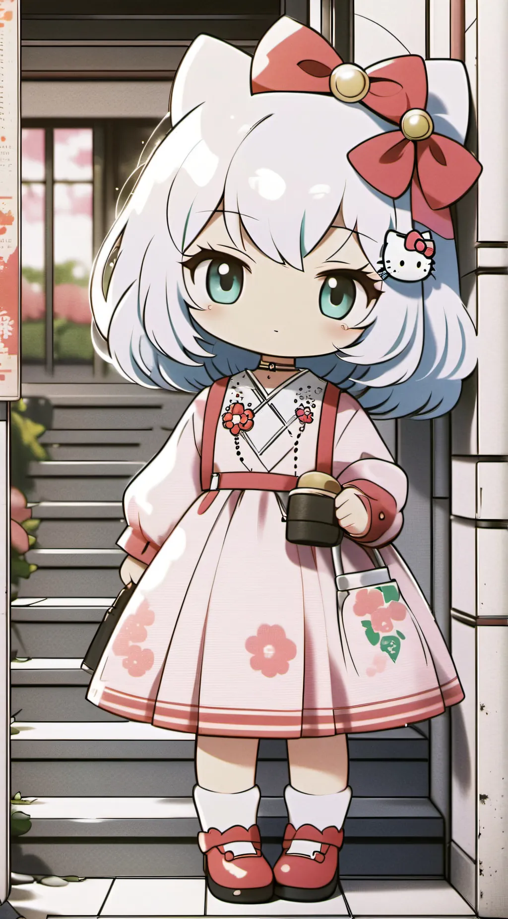 ai character: hello kitty  background