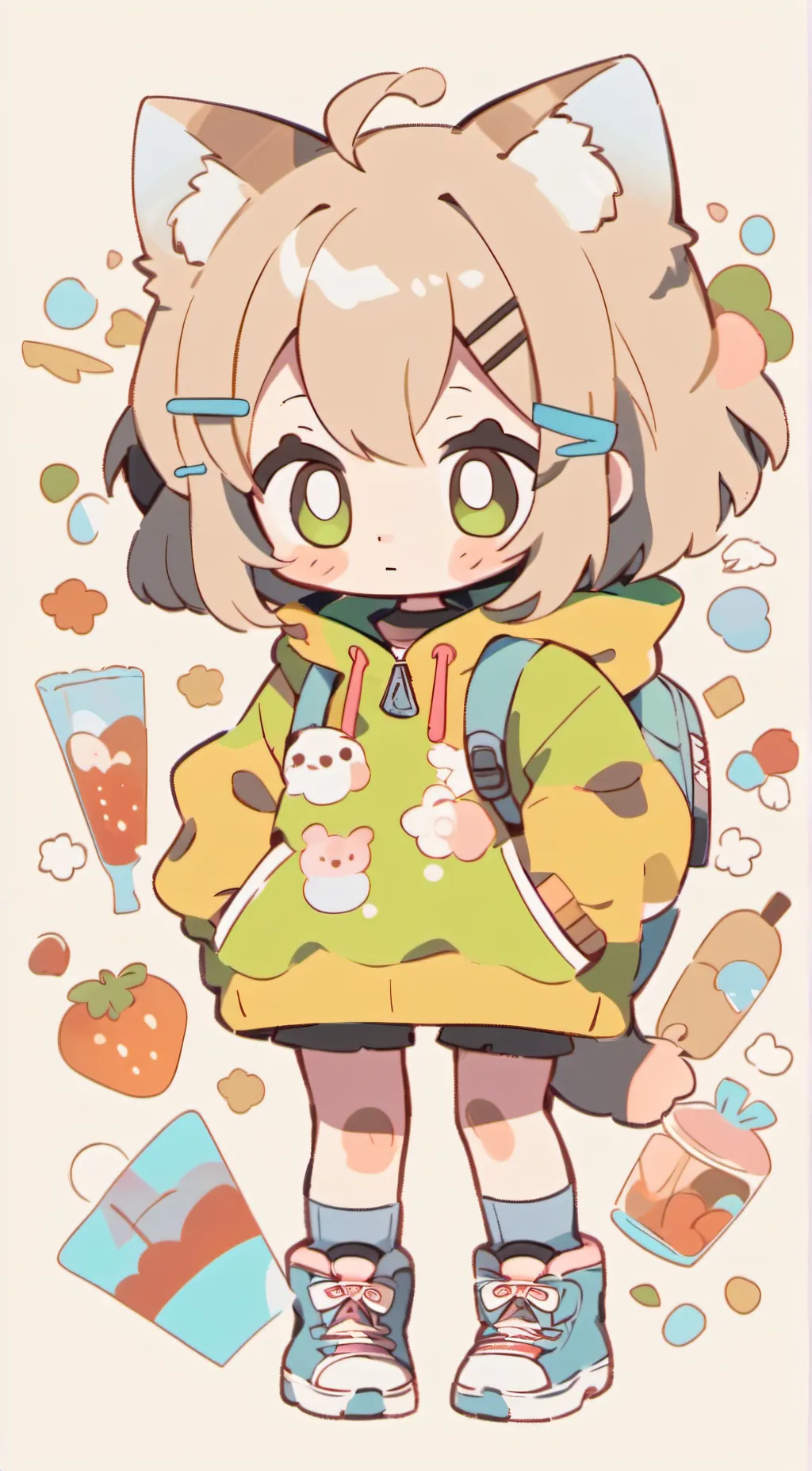 ai character: smol cat girl background