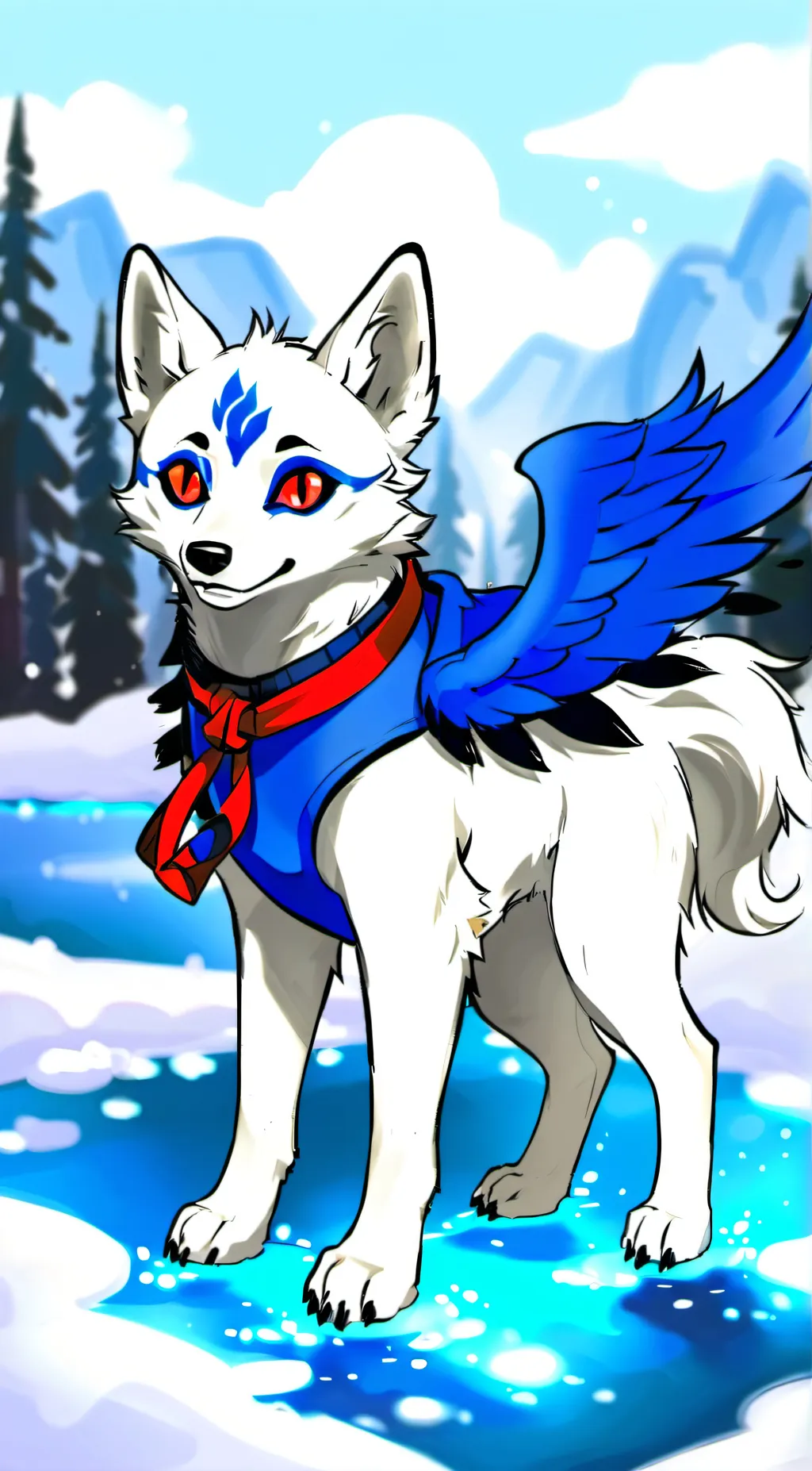ai character: Glacia the wolf background