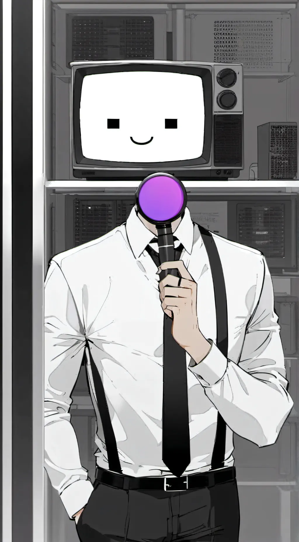 ai character: Tv Man  background