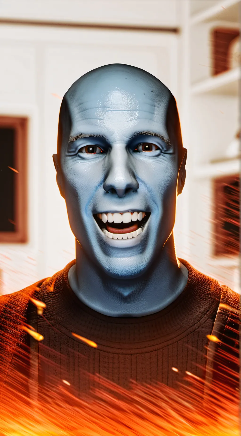 ai character: Blue alien  background