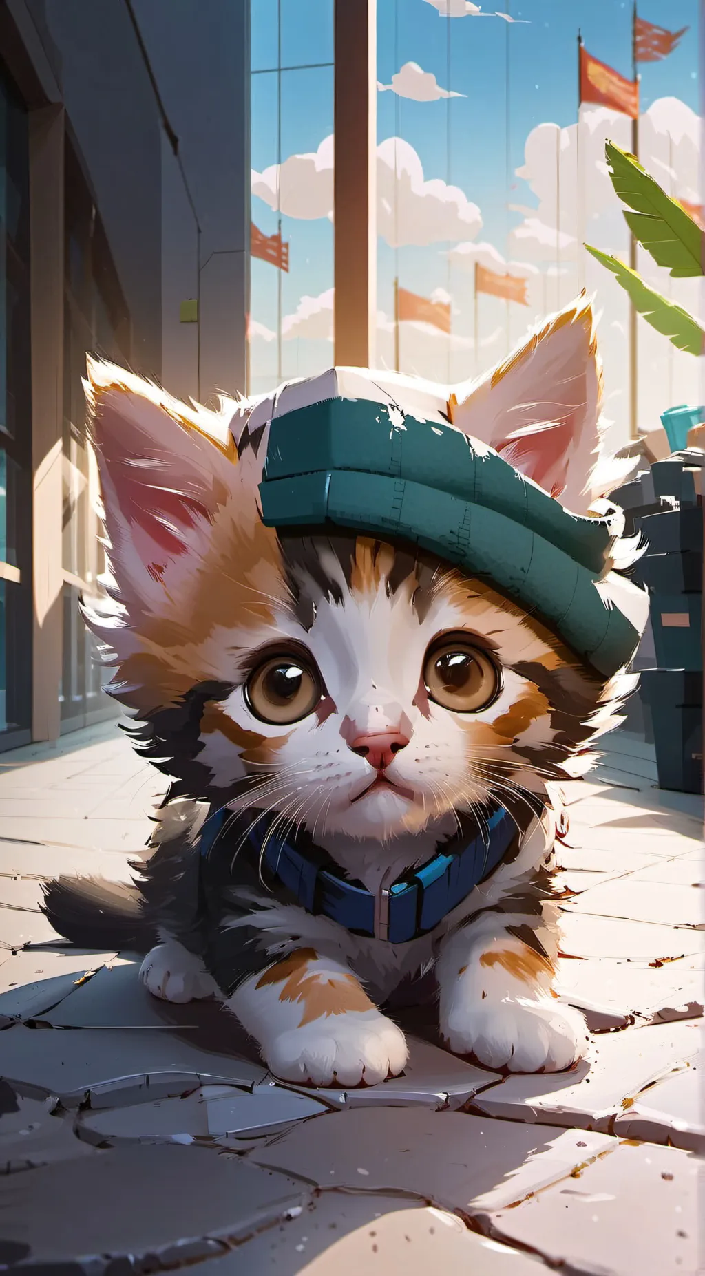 ai character: kitten  background