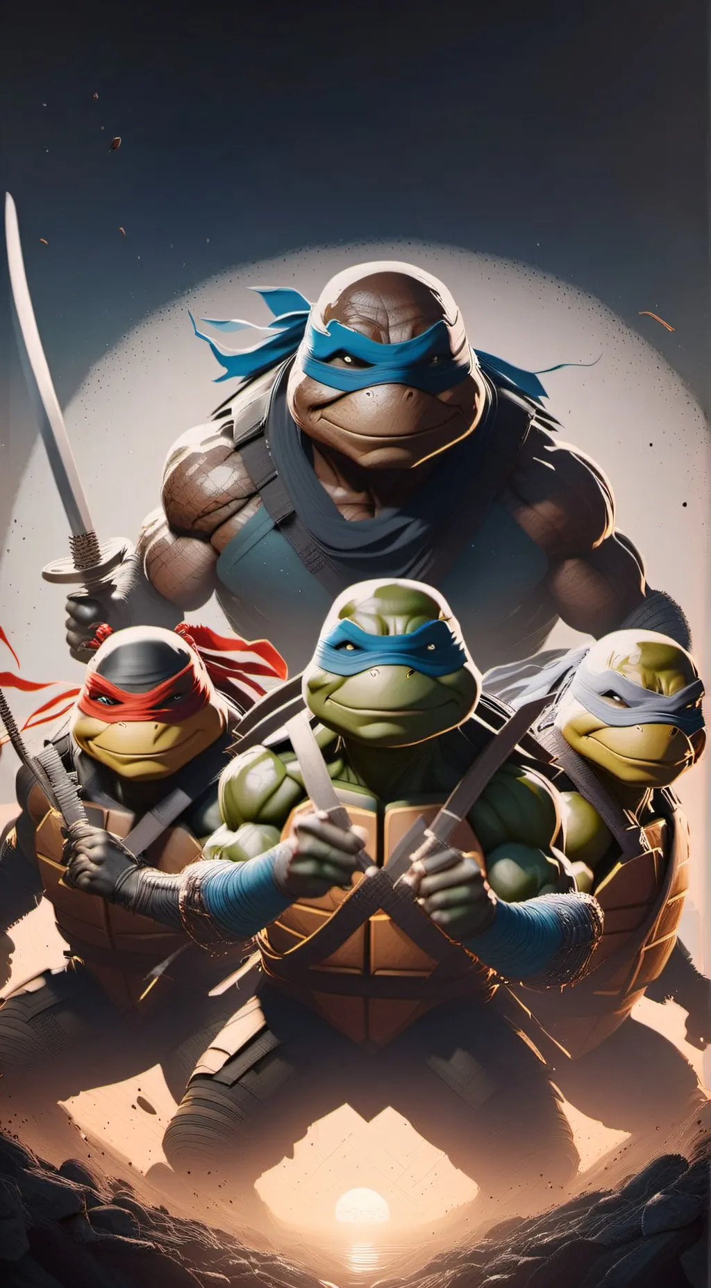 ai character: TMNT 🥷🧡💙💜❤️🐢 background