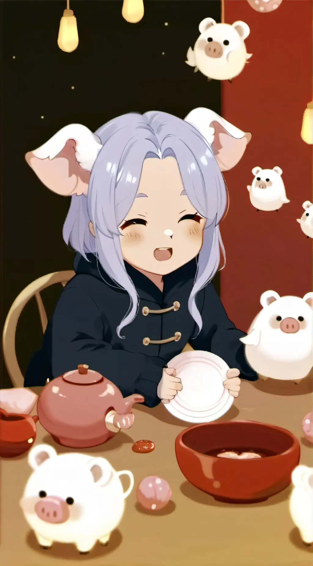 ai character: pinky piggy  background