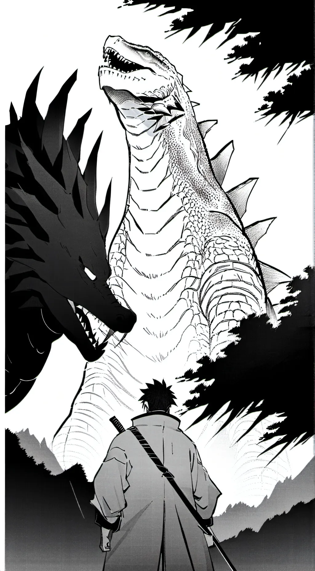 ai character: Godzilla & Friends background