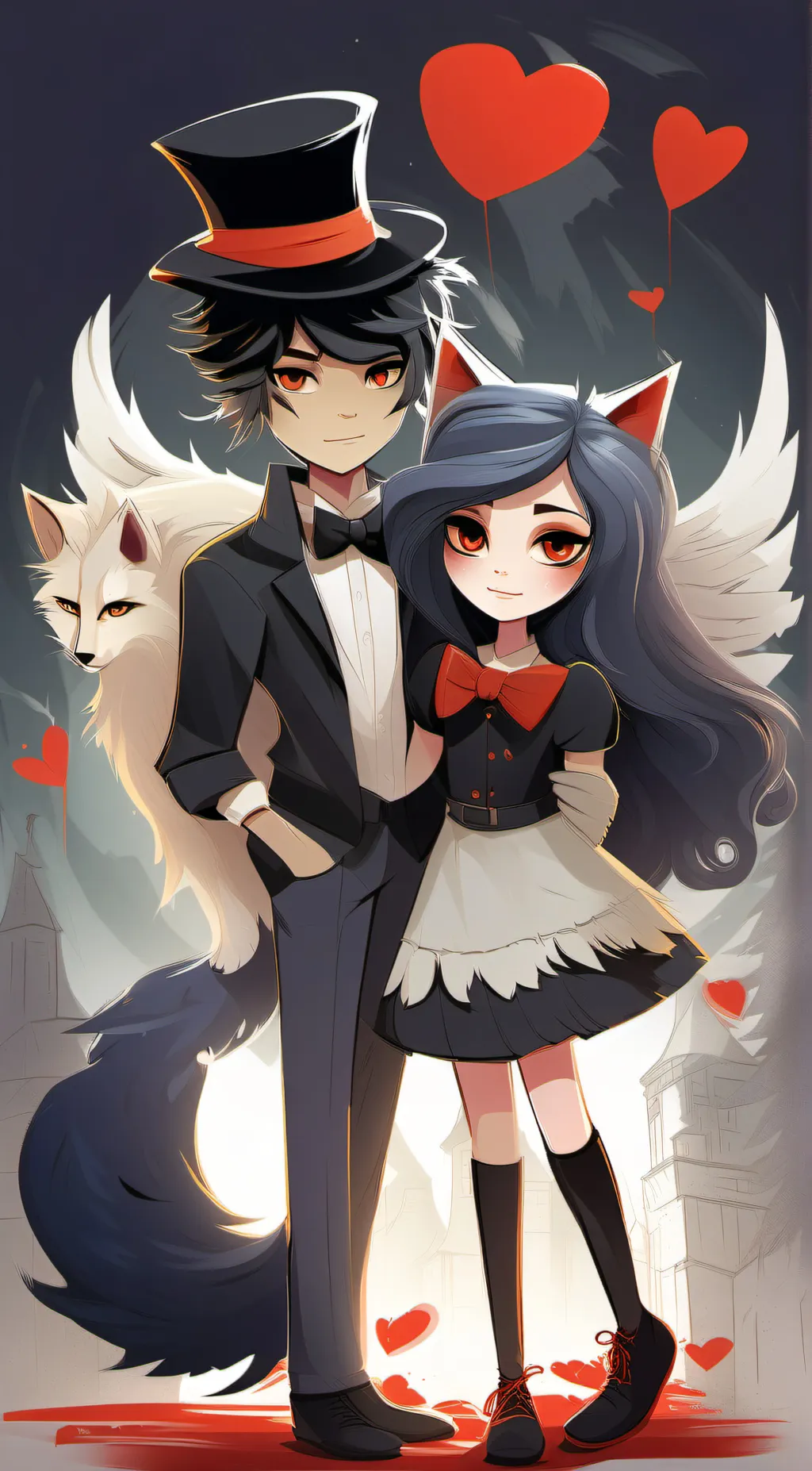 ai character: Luna and husk background