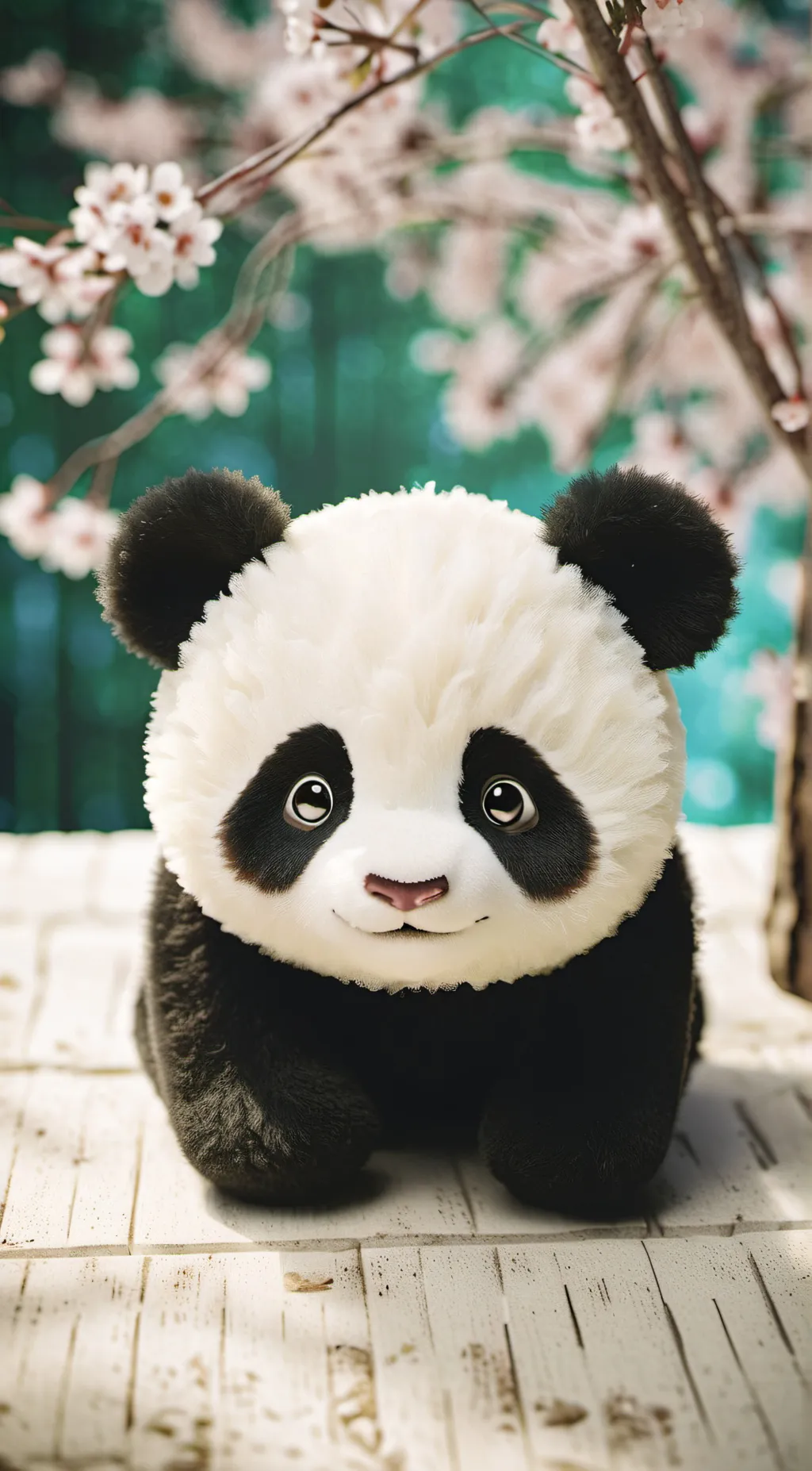 ai character: happy asking panda background
