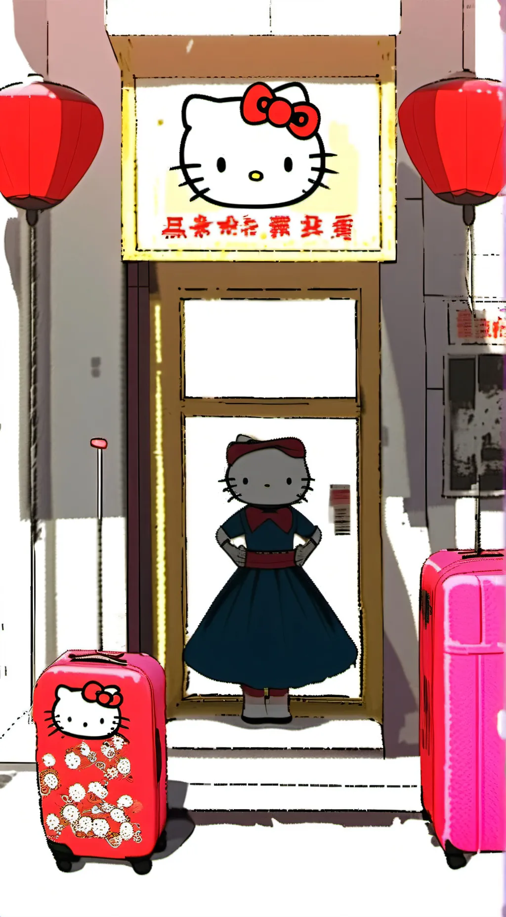 ai character: hello kitty  background